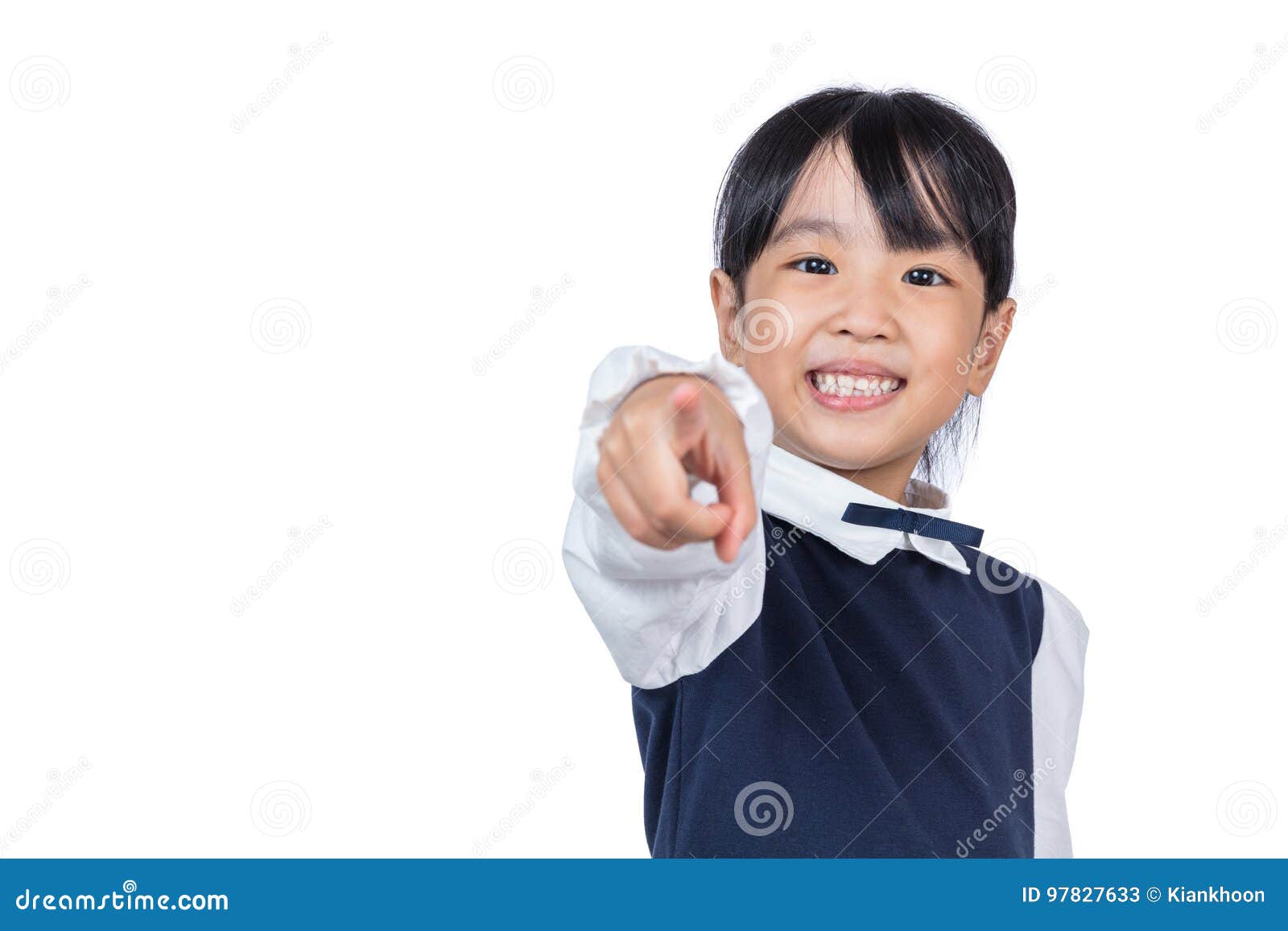 Asian Little Chinese Girl Pointing With Finger Stock Image Image O