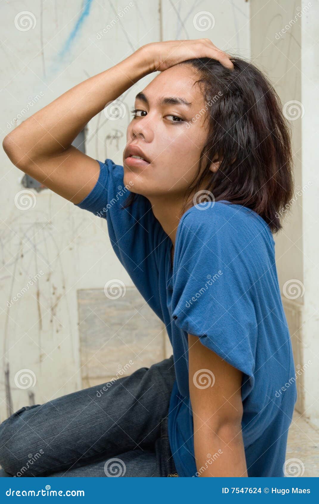 Asian Long Haired Teenager Portrait Stock Photo Image O
