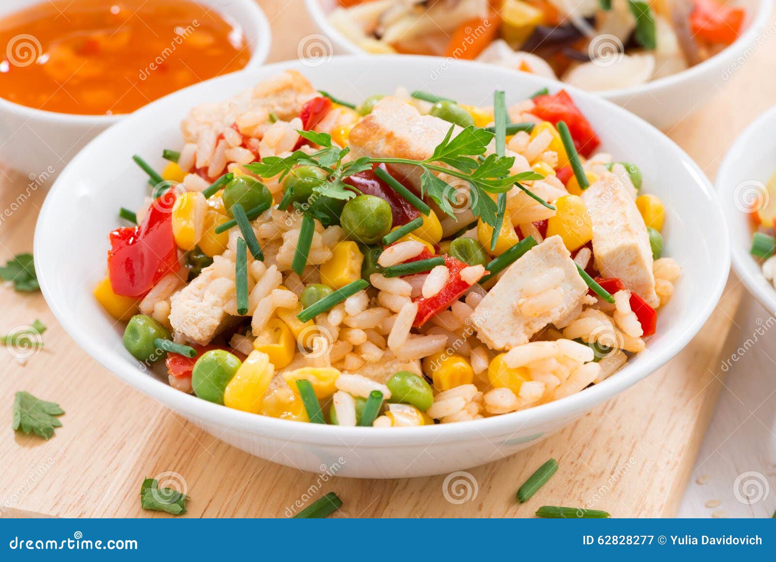 Asian Lunch Fried Rice with Tofu, Closeup Stock Image Image of