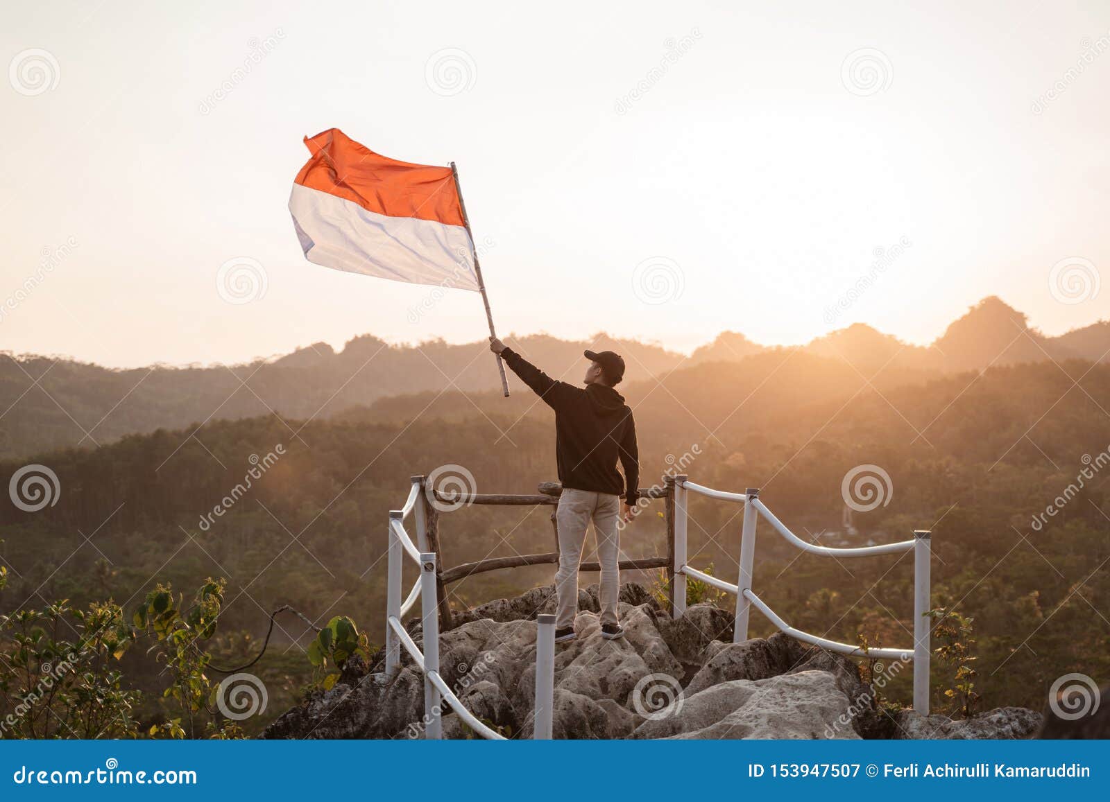 Asian Male with Indonesian Flag Celebrating Independence Day Stock ...