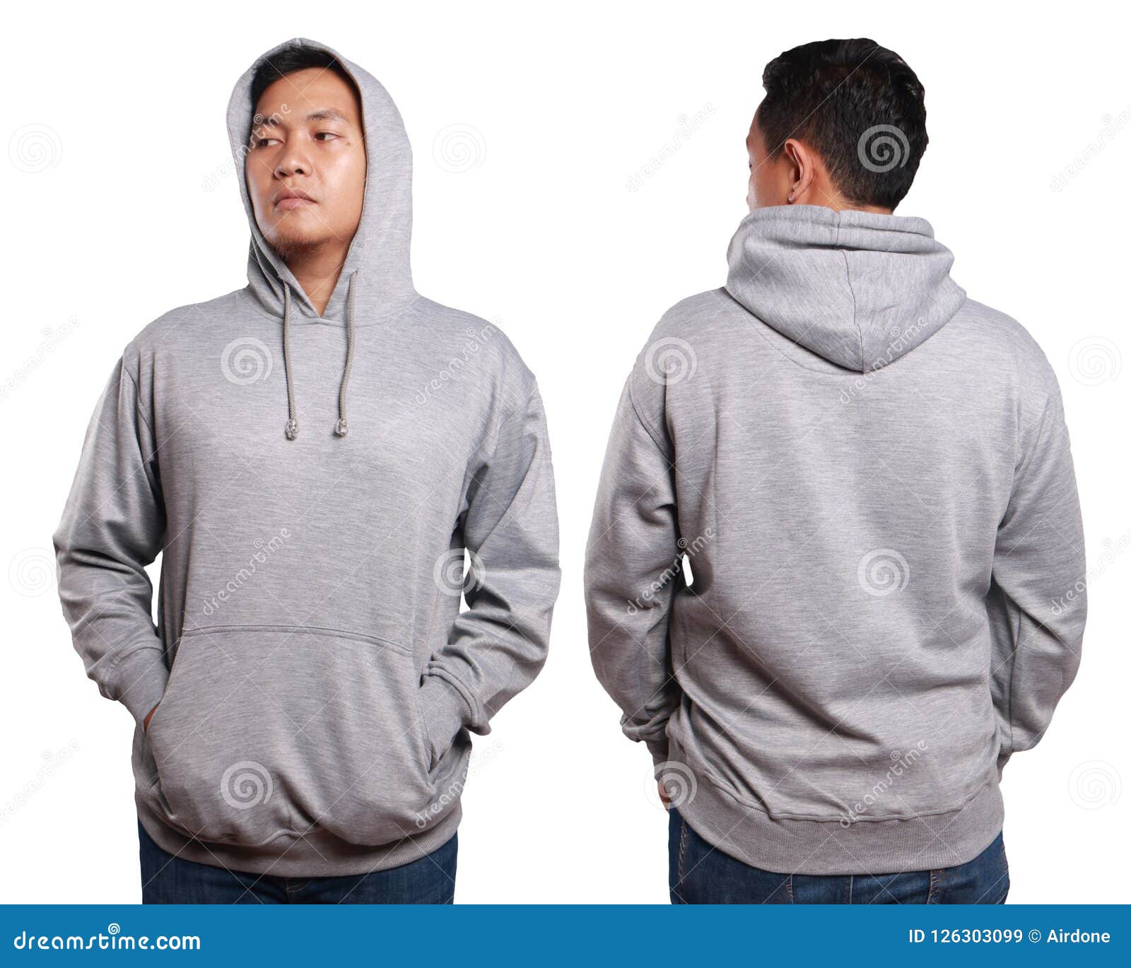 Asian Male Model Wear Plain Grey Long Sleeved Sweater Sweatshirt Stock ...