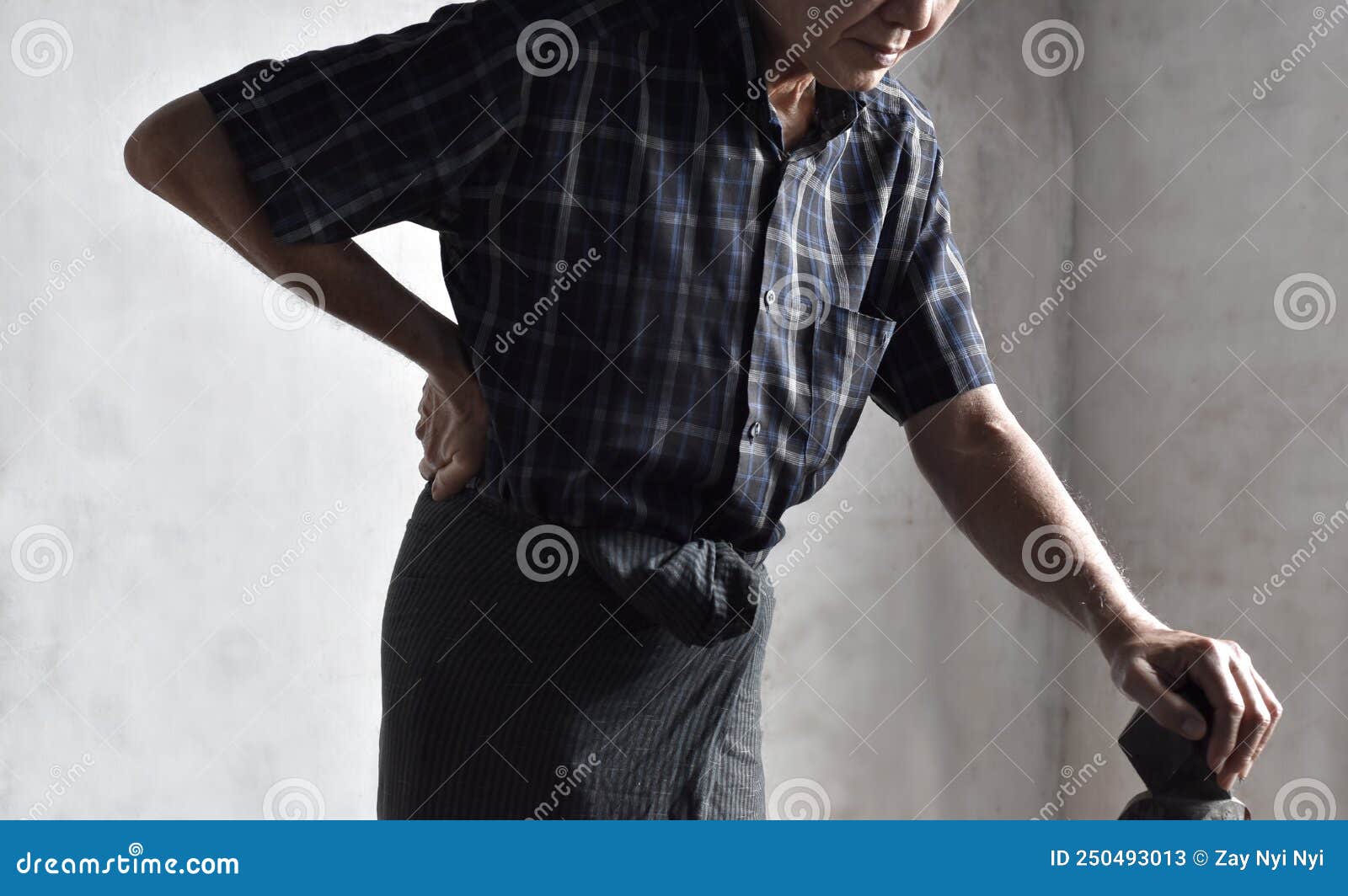 Asian Man Suffering from Right Sided Low Back and Loin Pain. it Can Be