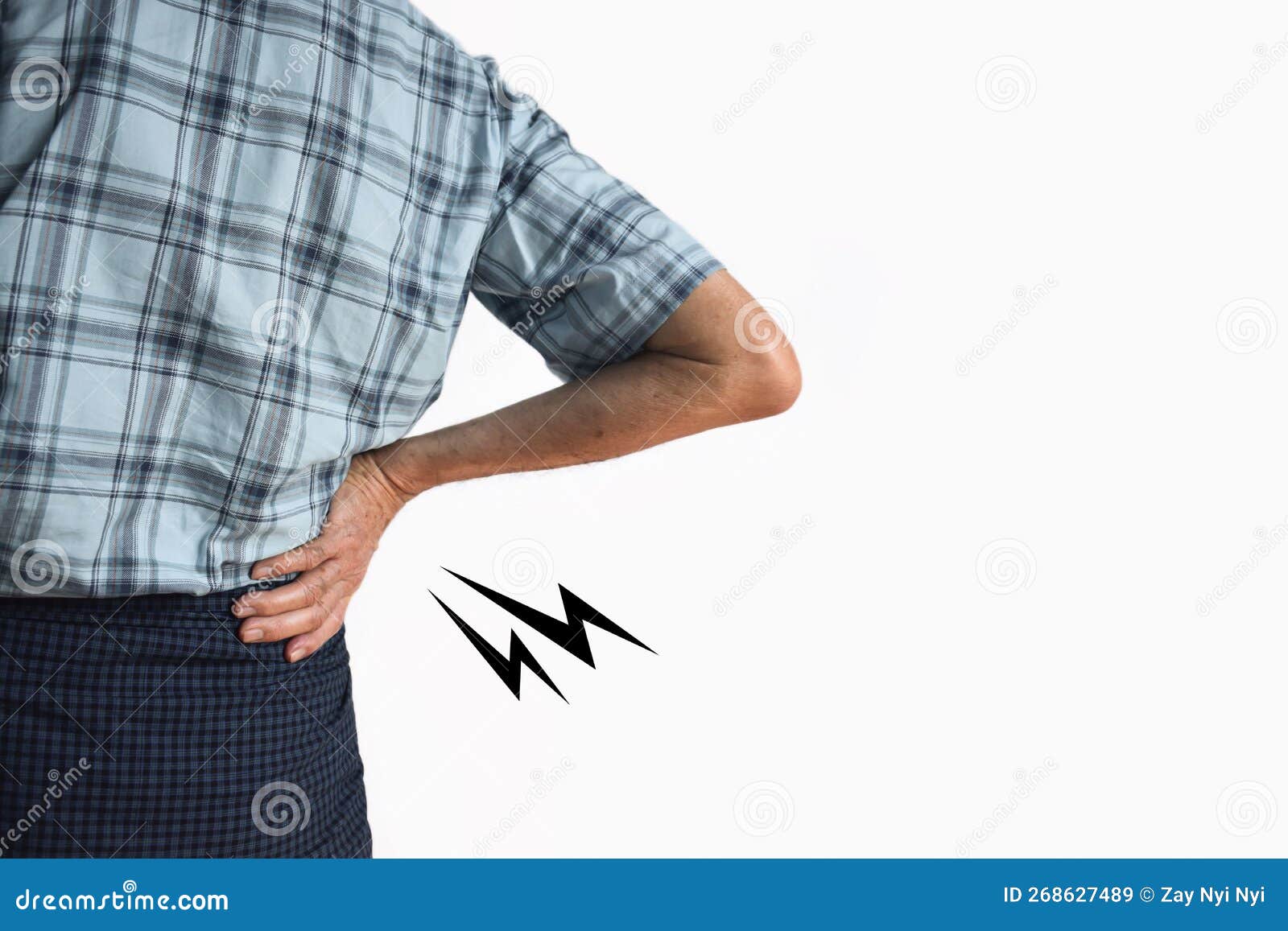 Asian Man Suffering from Right Sided Low Back and Loin Pain. it Can Be