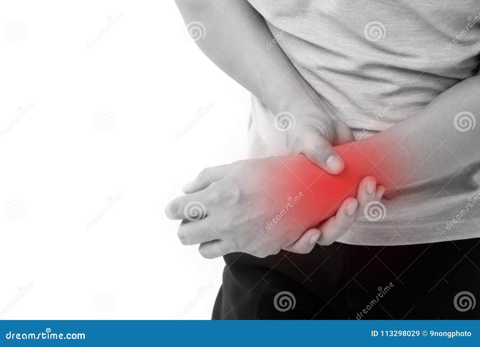 Joint Pain. Young Woman Suffer With Wrist Pain. Sprain Pain Location