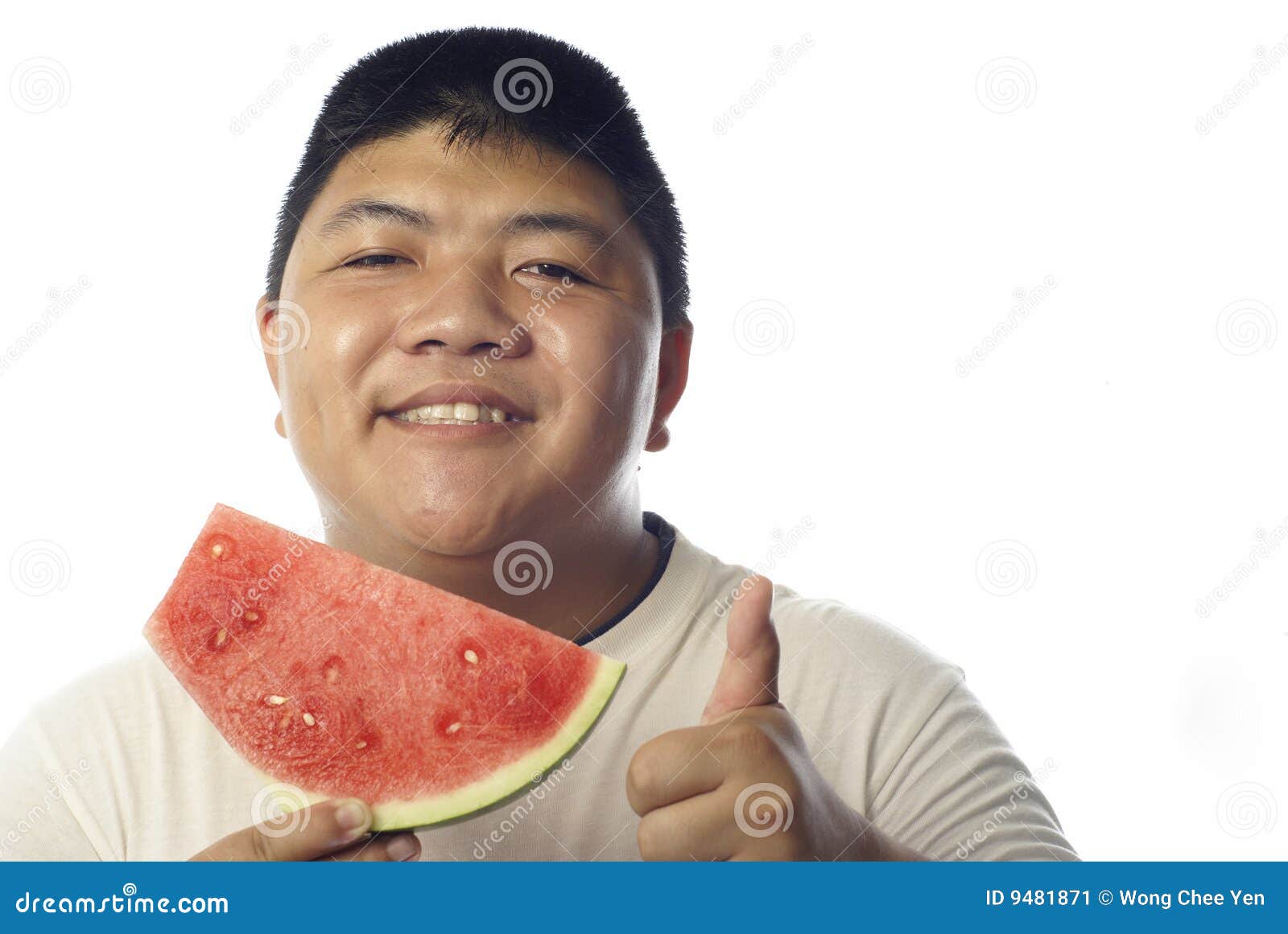 Asian man watermelon good stock image. Image of asian 9481871