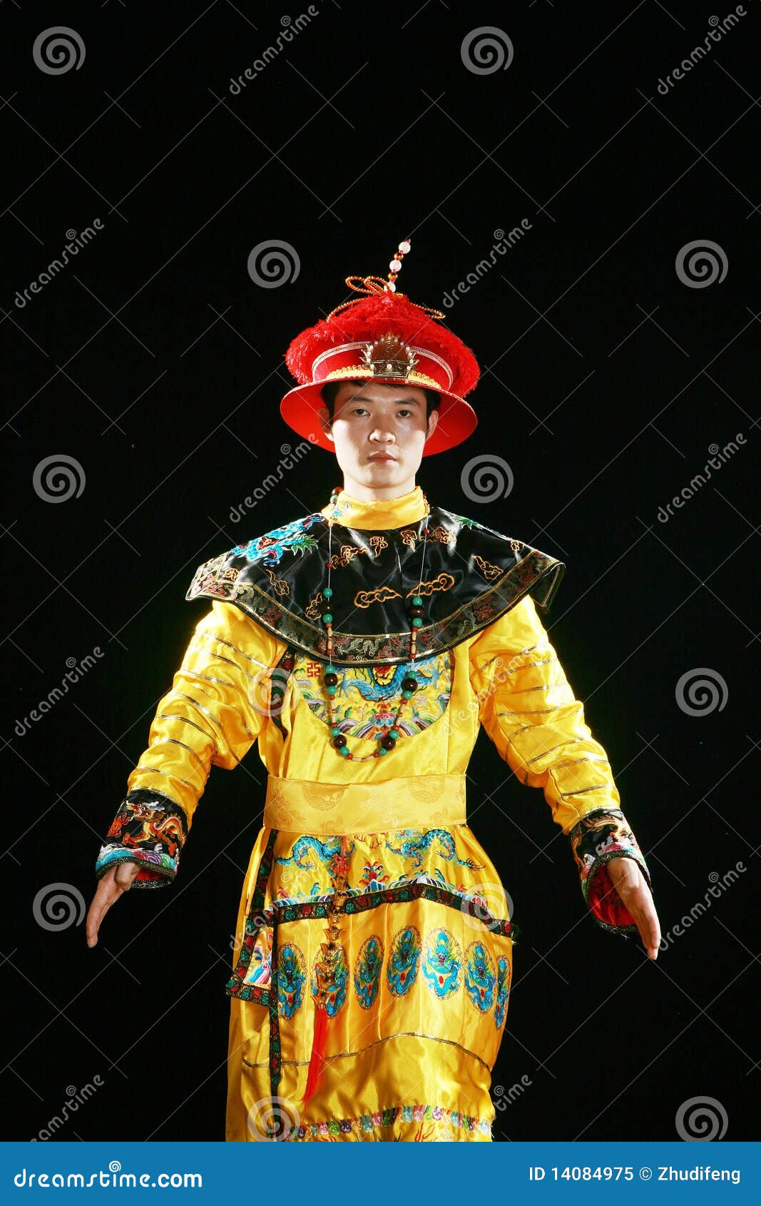 Asian Man is Wearing a Dragon Robe Stock Image Image of majesty