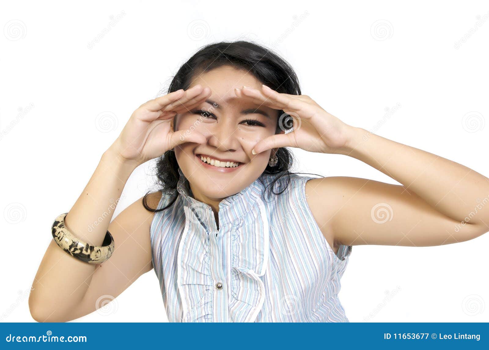 Asian Model Framing Her Eyes Stock Image Image of feminine, happy