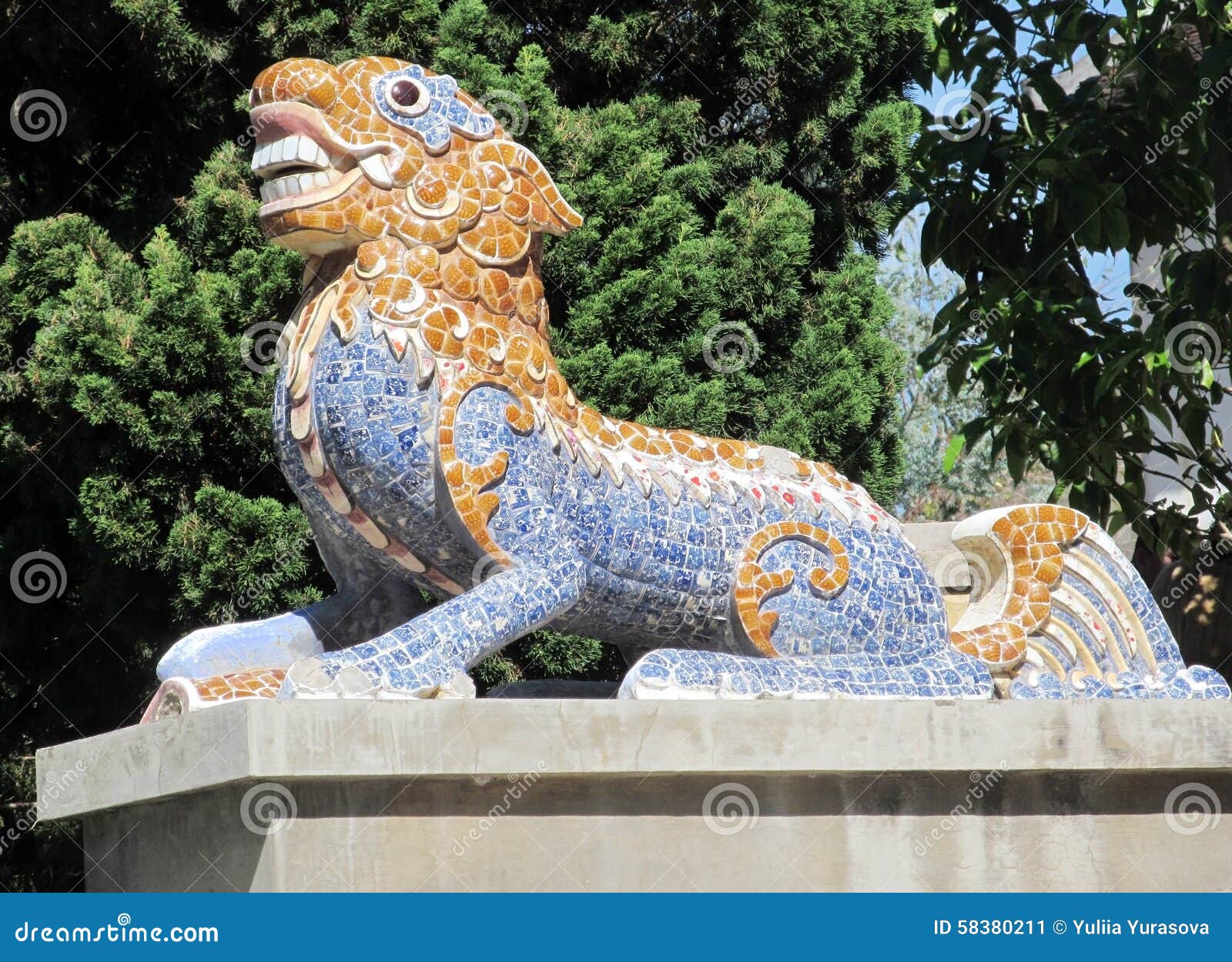 Asian mosaic dragon stock image. Image of dragons, blue 58380211