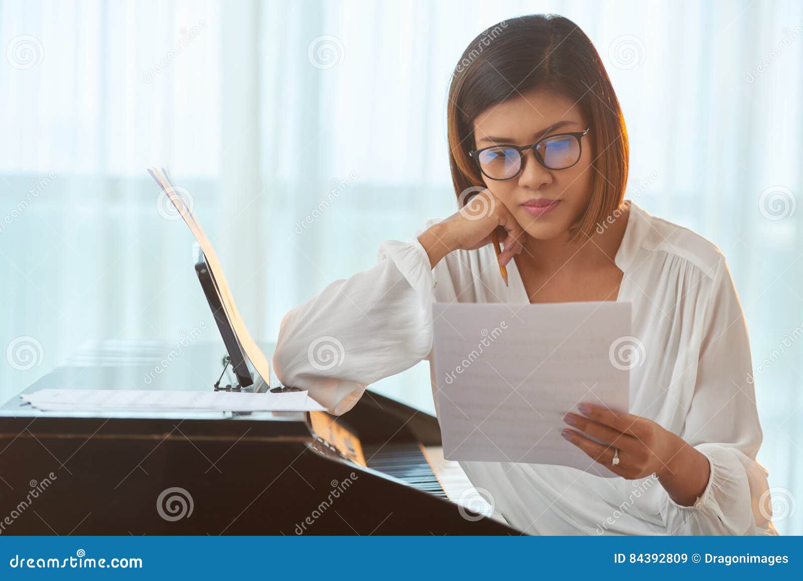 Asian music composer stock image. Image of musician, young 84392809