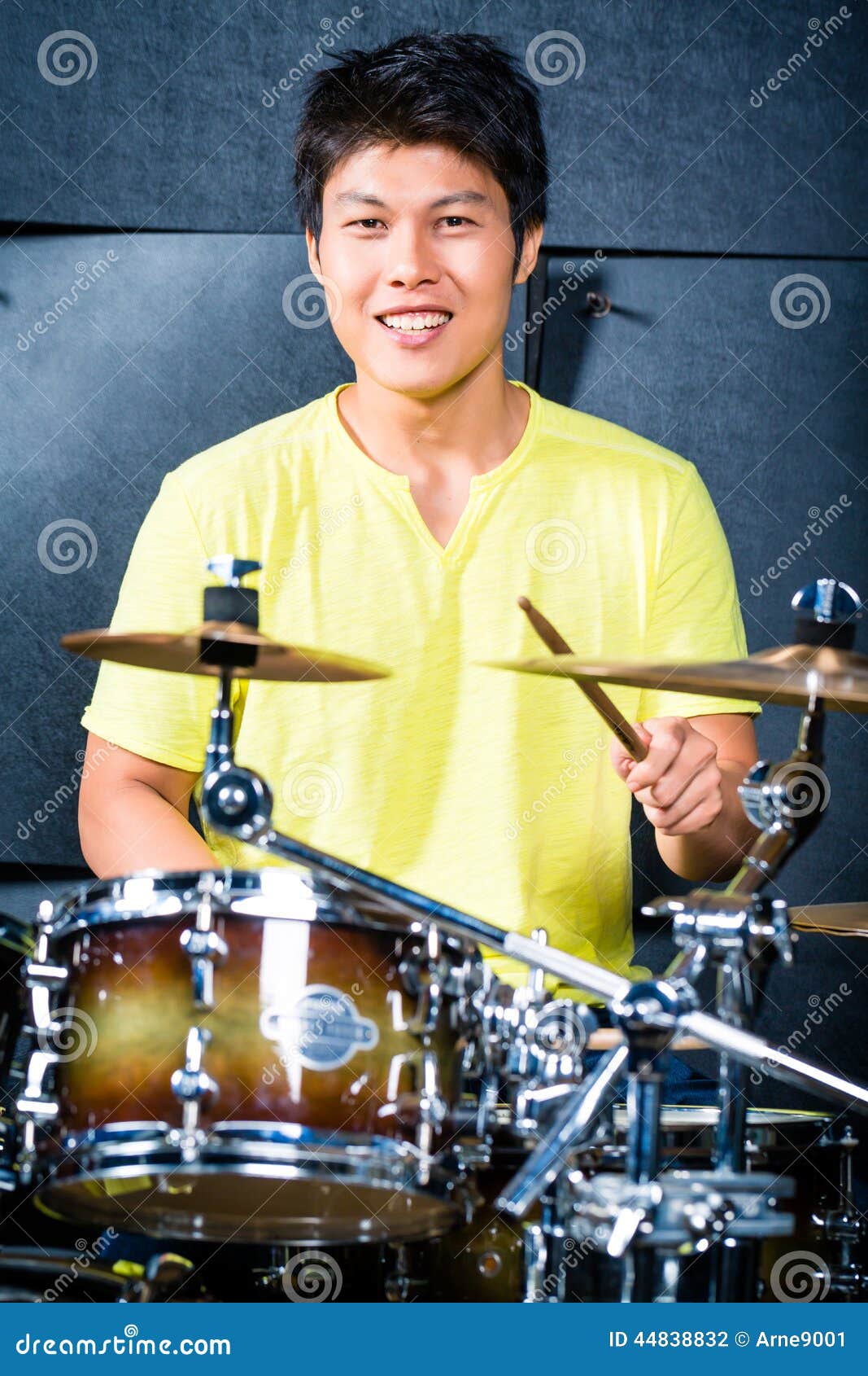 Asian Musician Drummer In Recording Studio Stock Photo Image 44838832
