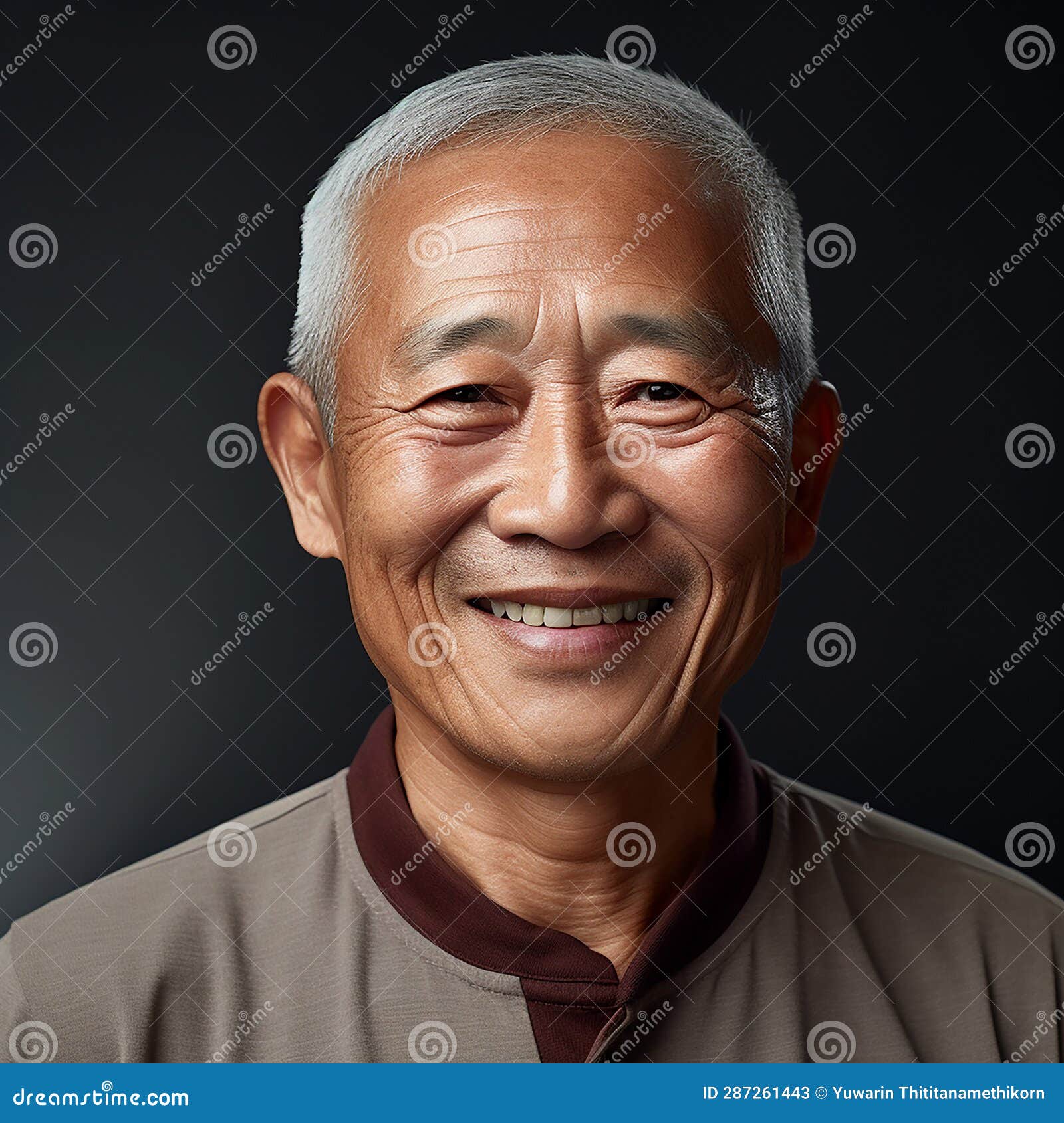 Asian Old Man Smiling Happily at the Park in the Morning. Generative AI ...