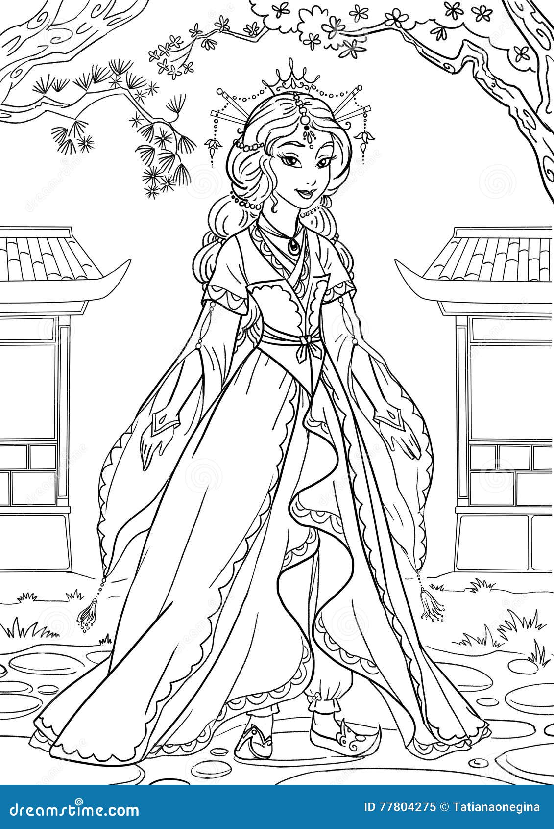 Asian Princess stock illustration. Illustration of contour - 77804275