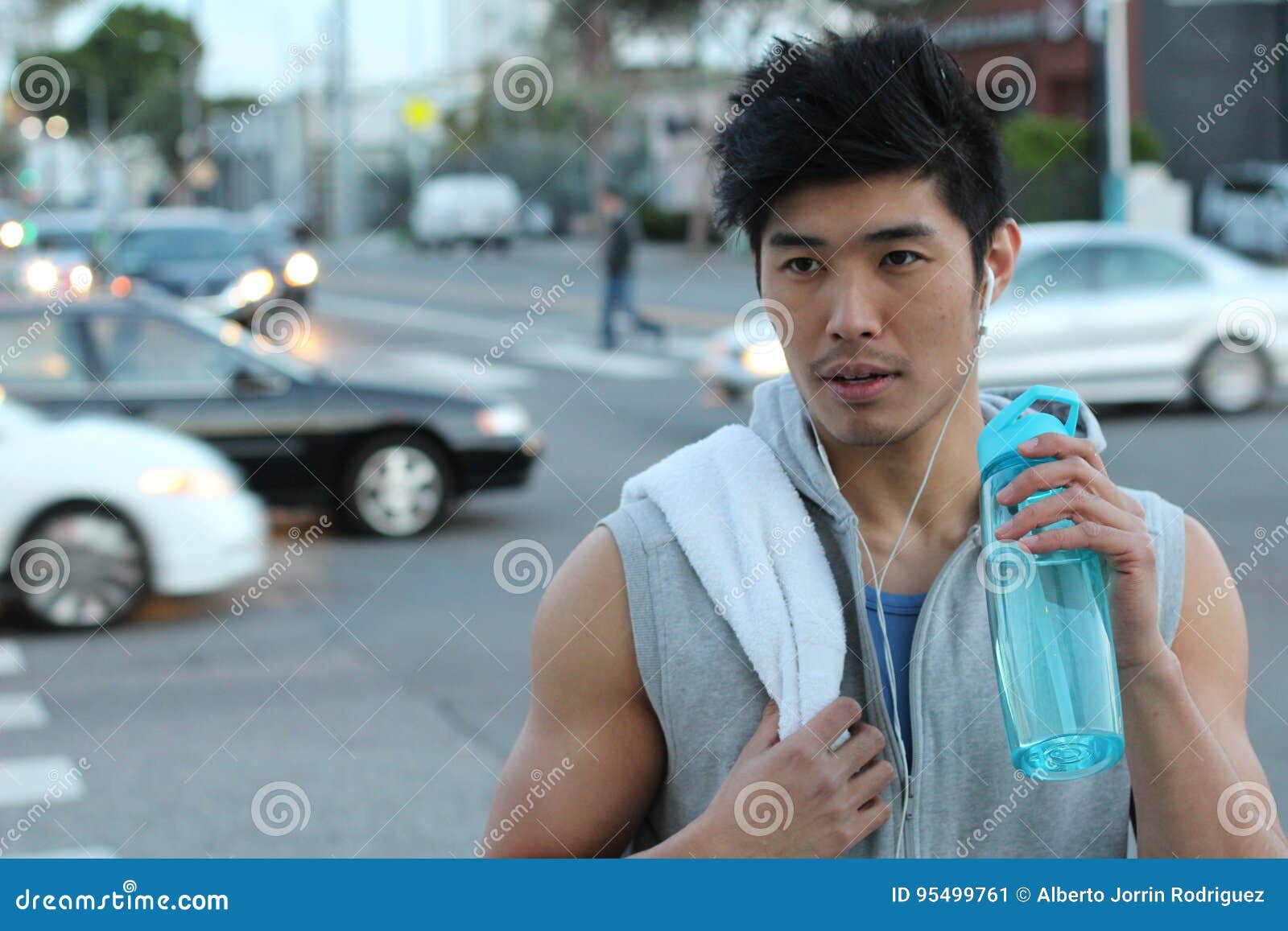 Asian Runner Drinking a Sports Drink Stock Image Image of beautiful