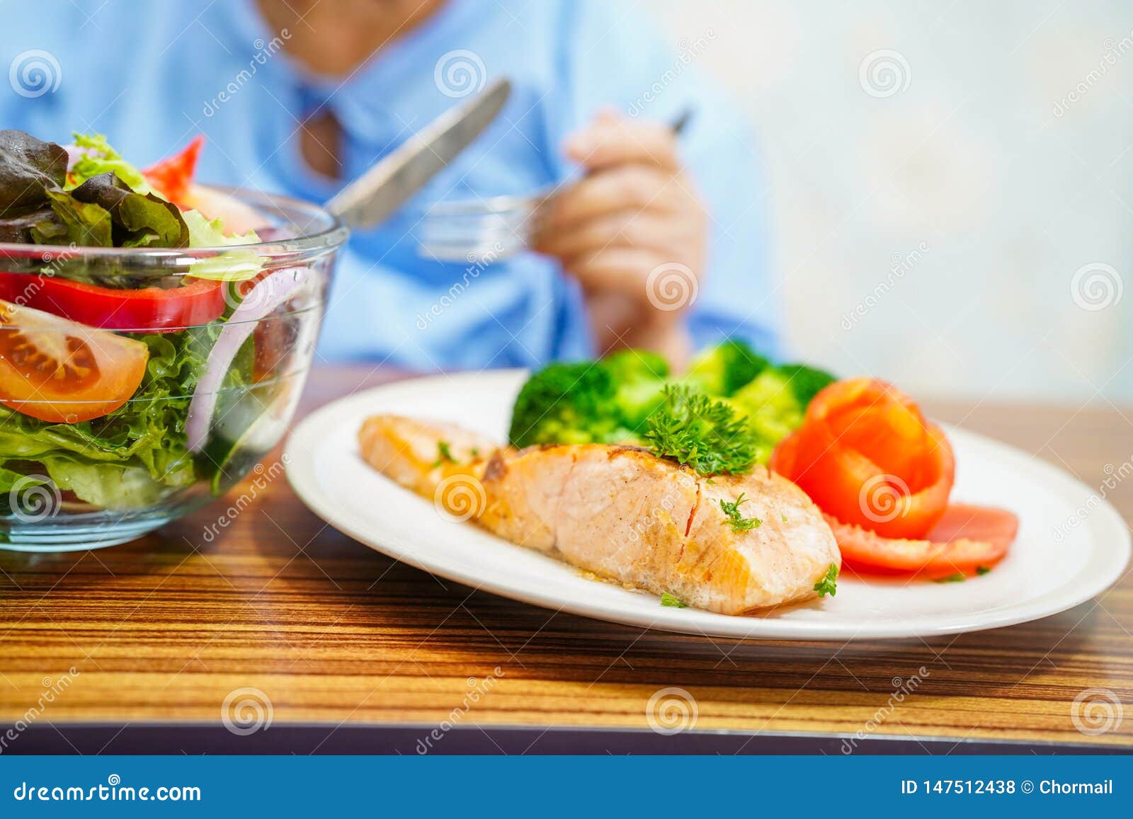 Asian Senior or Elderly Old Lady Woman Patient Eating Breakfast Healthy ...