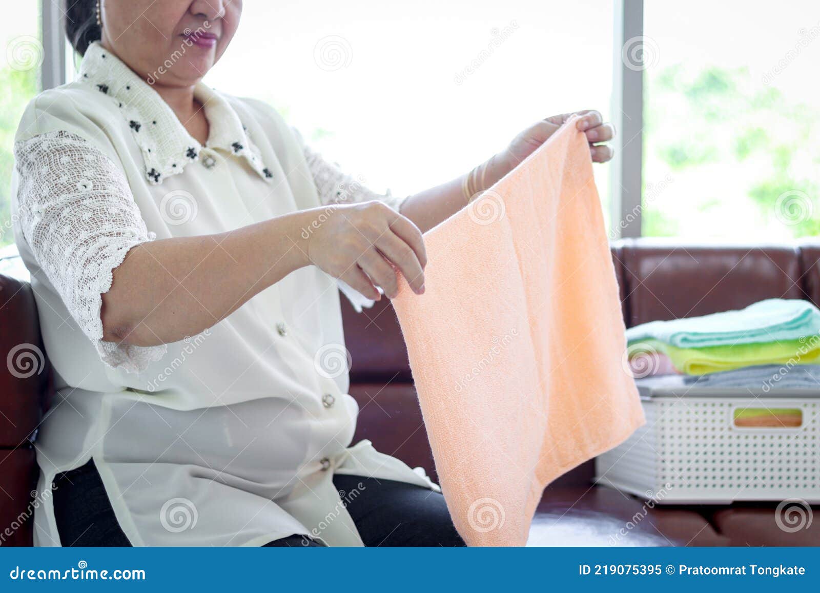 Folding Shirt Asian Woman Folding