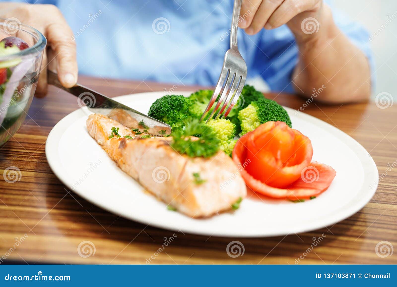 Asian Senior Old Lady Woman Patient Eating Breakfast Healthy Food in ...