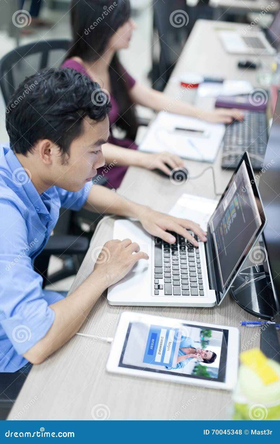 Asian Software Developer Using Laptop Computer Stock Photo - Image of