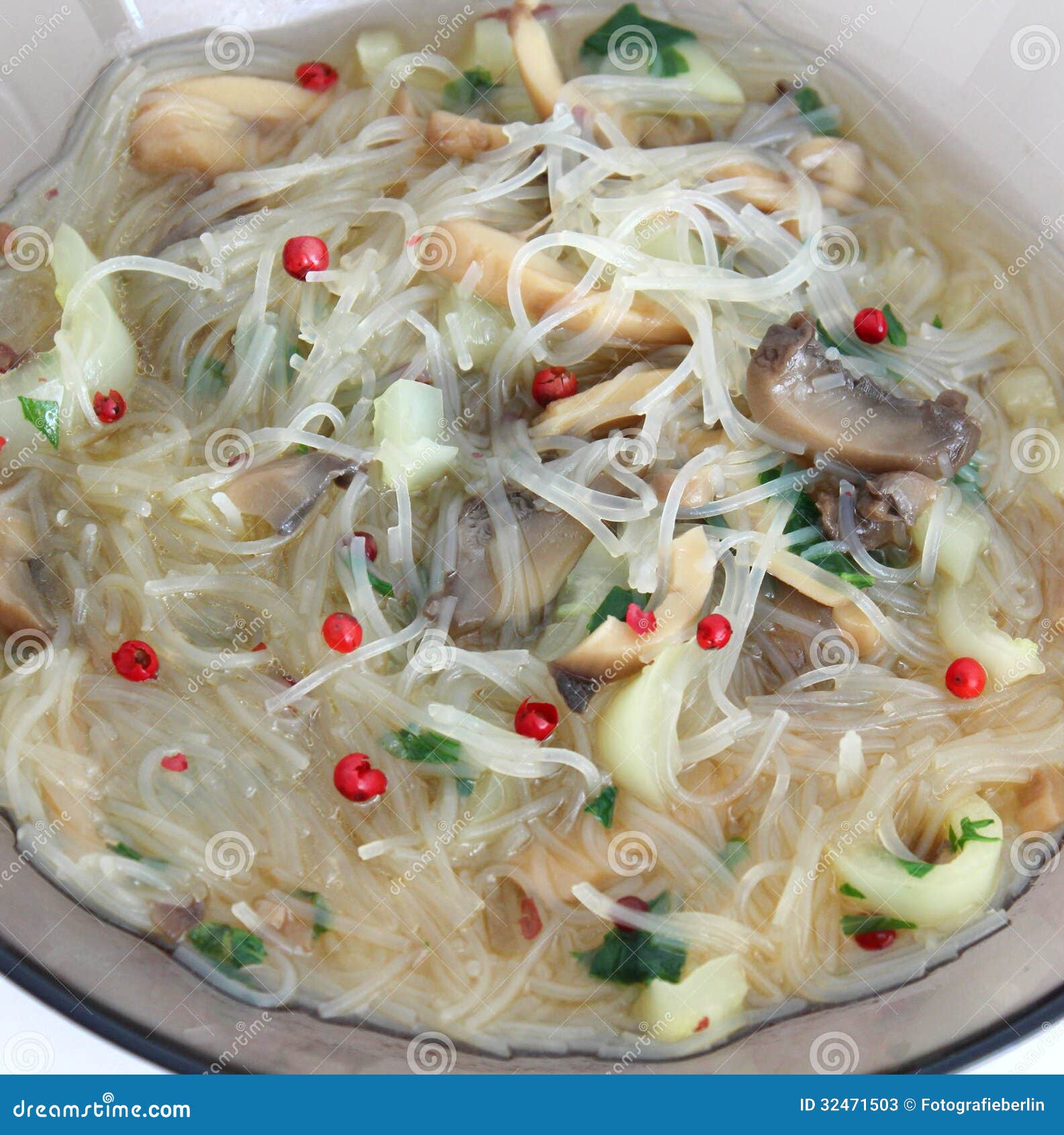 Asian Soup with Rice Noodles Stock Image Image of freshness, soup 32471503