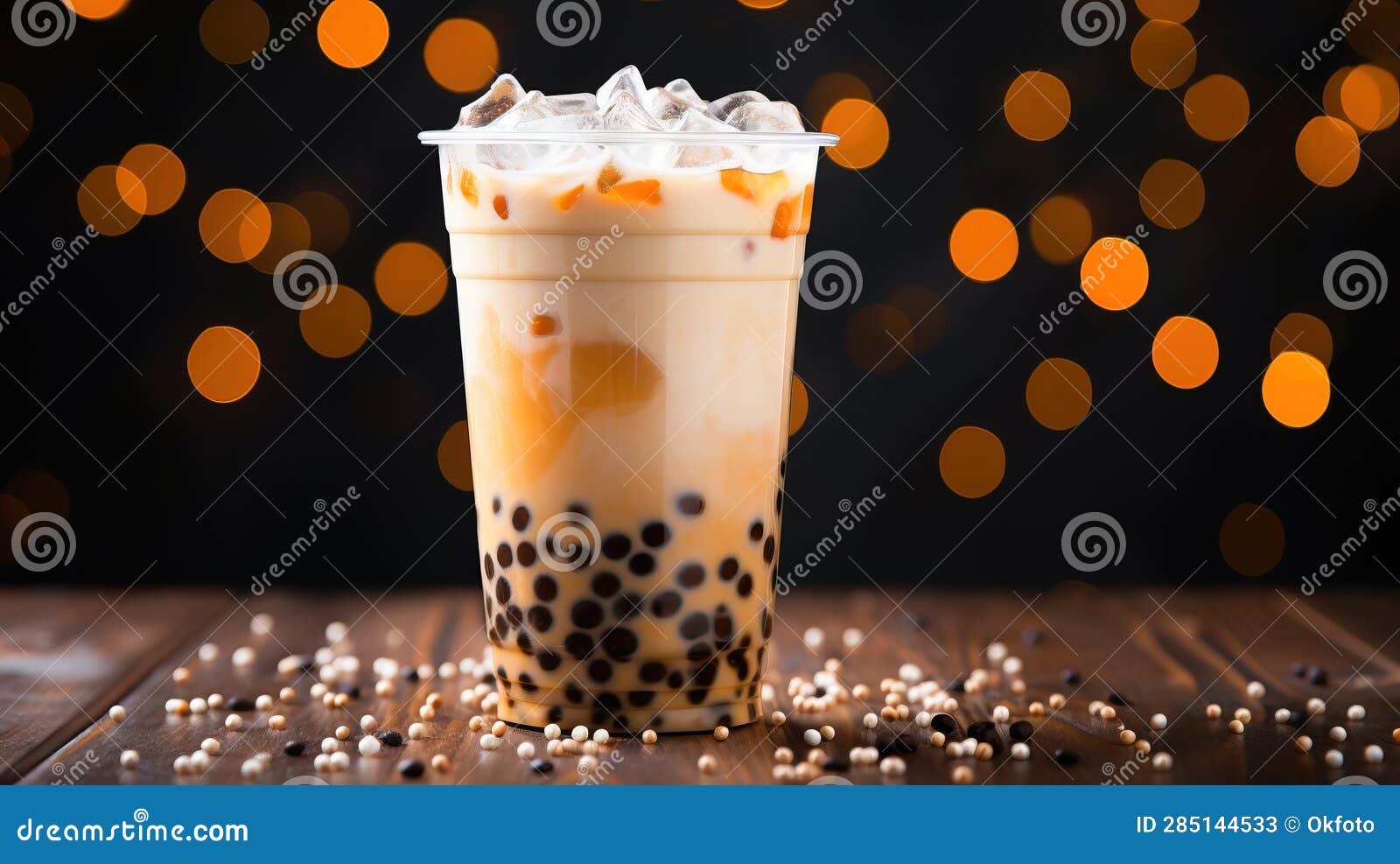 Asian Sweet Milk Tea with Tapioca Bubbles, Bubbletea Stock Image