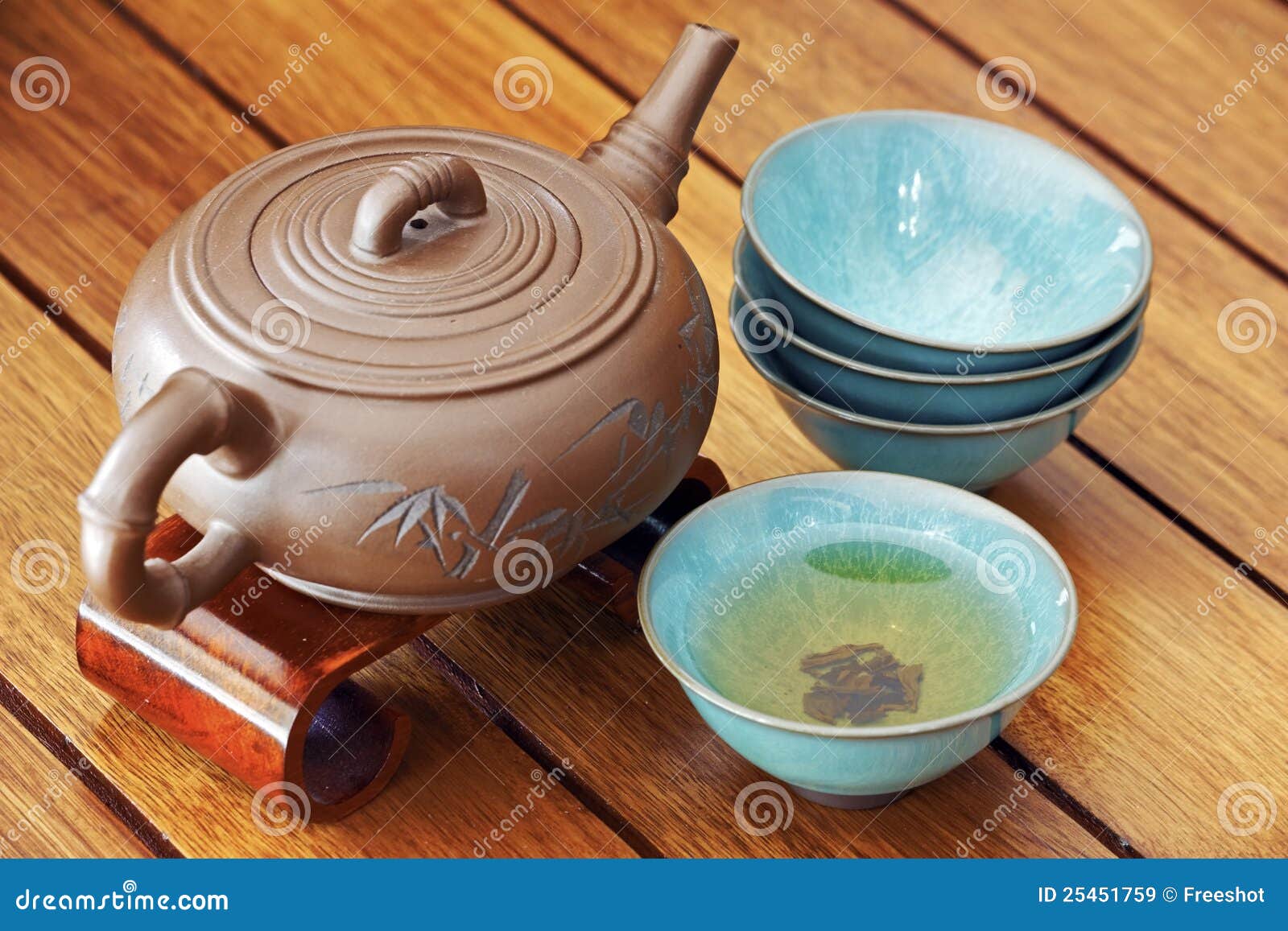 Asian tea set. stock image. Image of pottery, close, orange 25451759