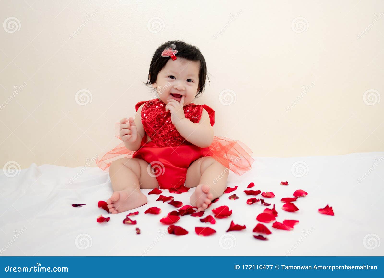 Asian Thai Sweet Baby Girl In Red Dress, Valentineâ€™S Day Stock Image -  Image Of Girl, Baby: 172110477
