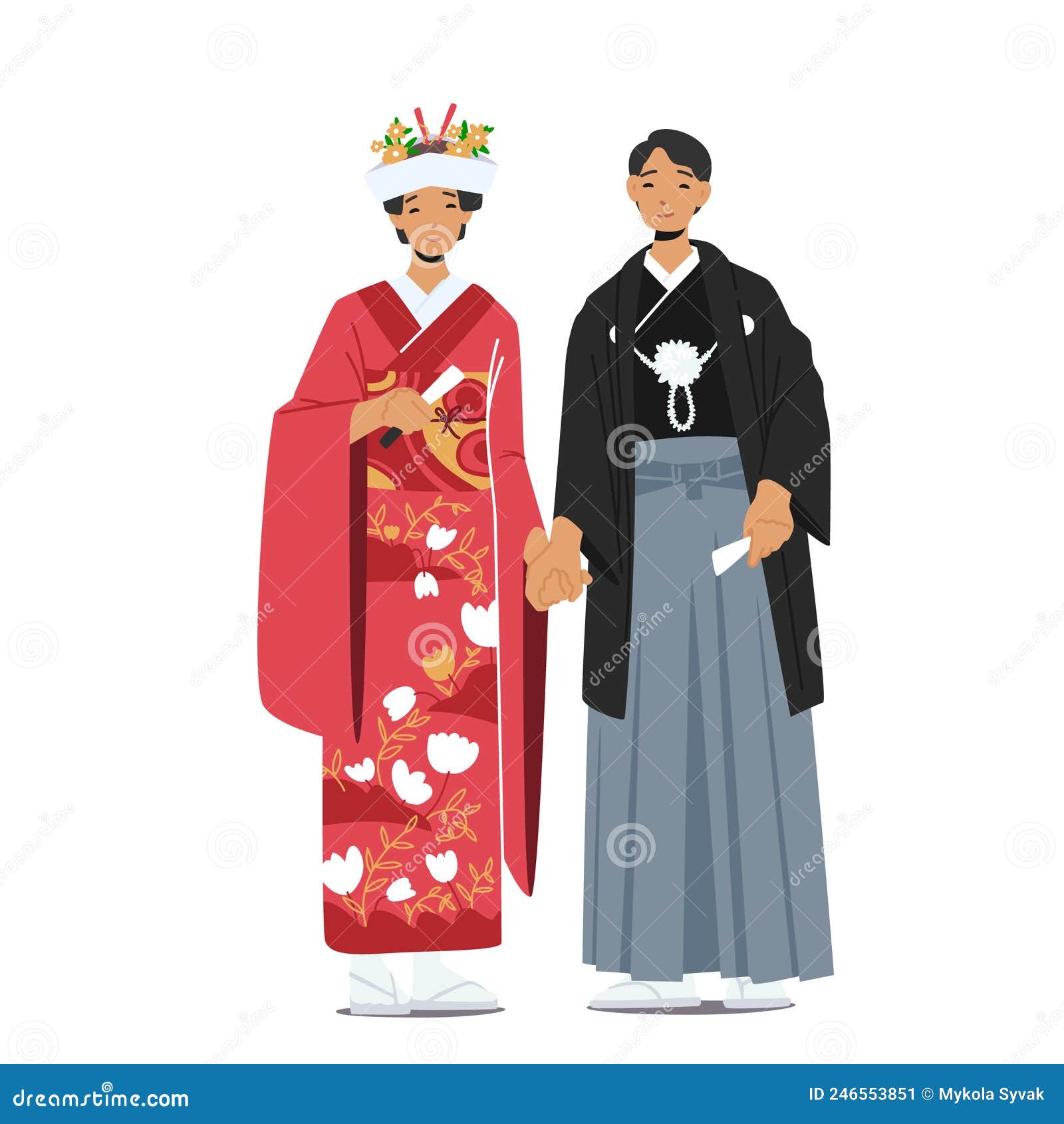 Asian Traditions and Culture Concept. Wedding of Japanese Couple Wear ...