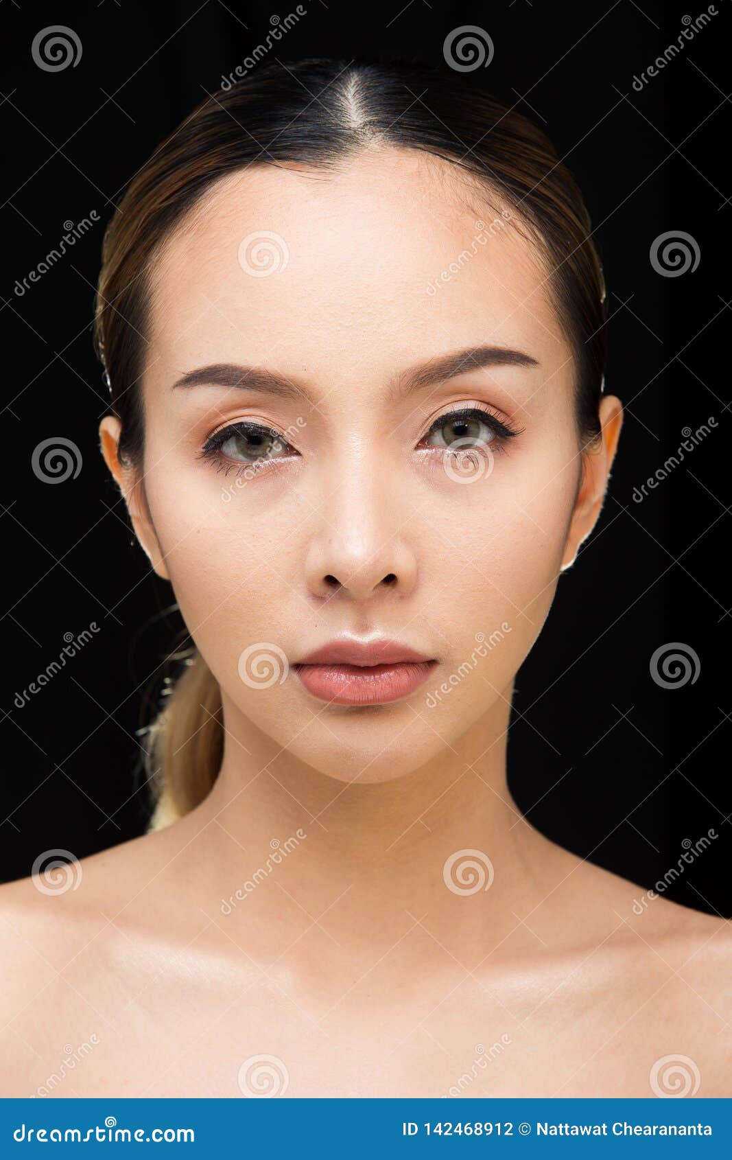 Asian Woman After Applying Make Up Hair Style Stock Photo Image