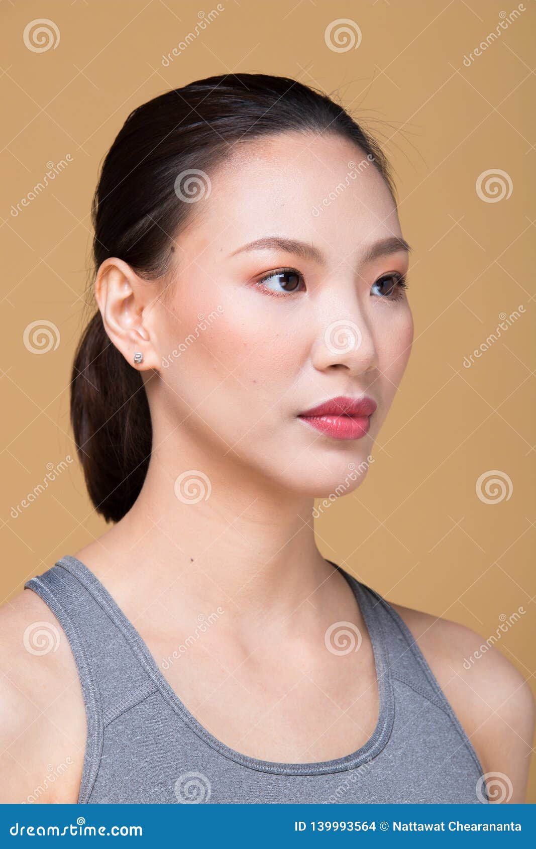 Asian Woman after Applying Make Up Hair Style Stock Photo - Image of ...