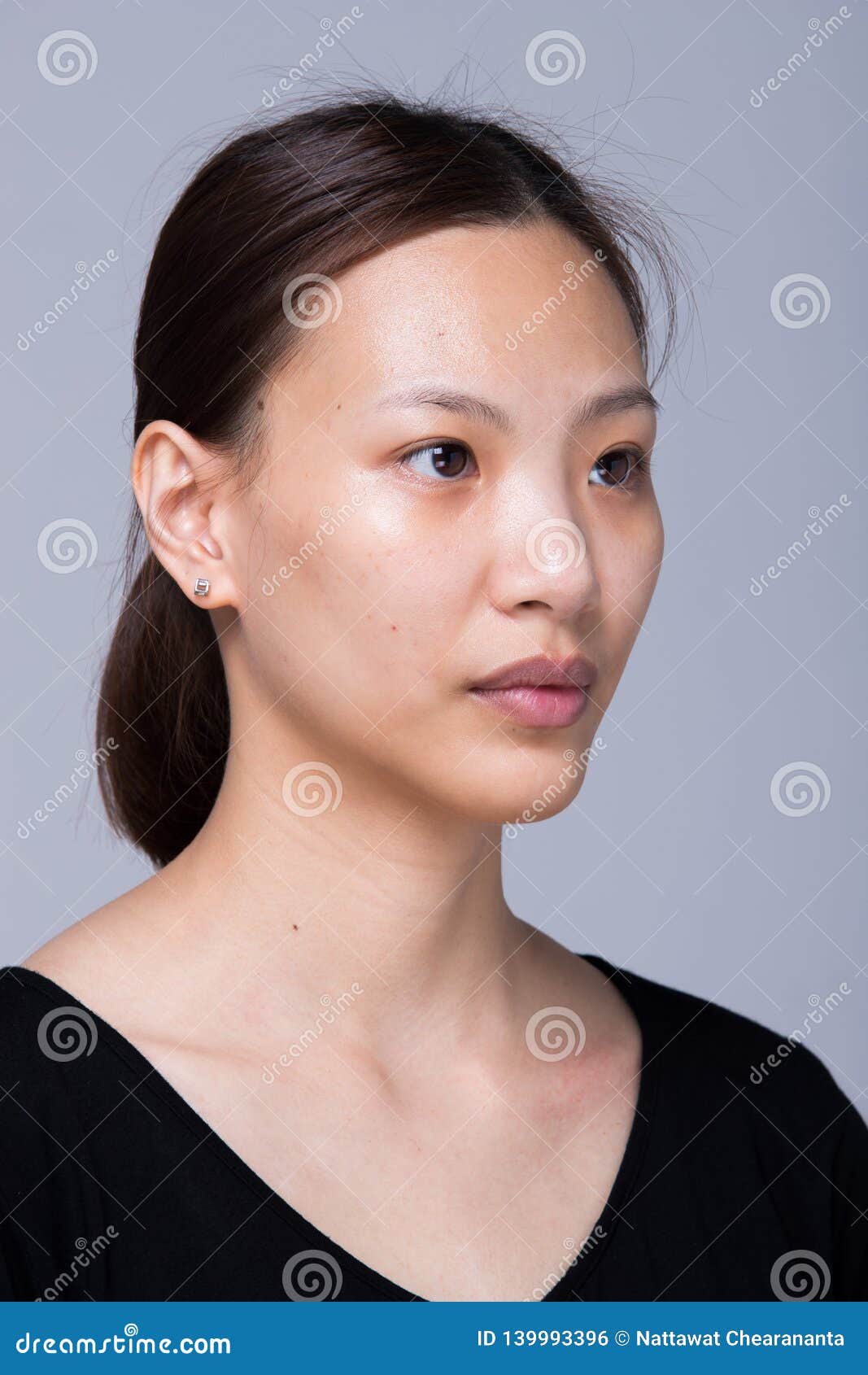 Asian Woman before Applying Make Up Hair Style Stock Photo - Image of ...