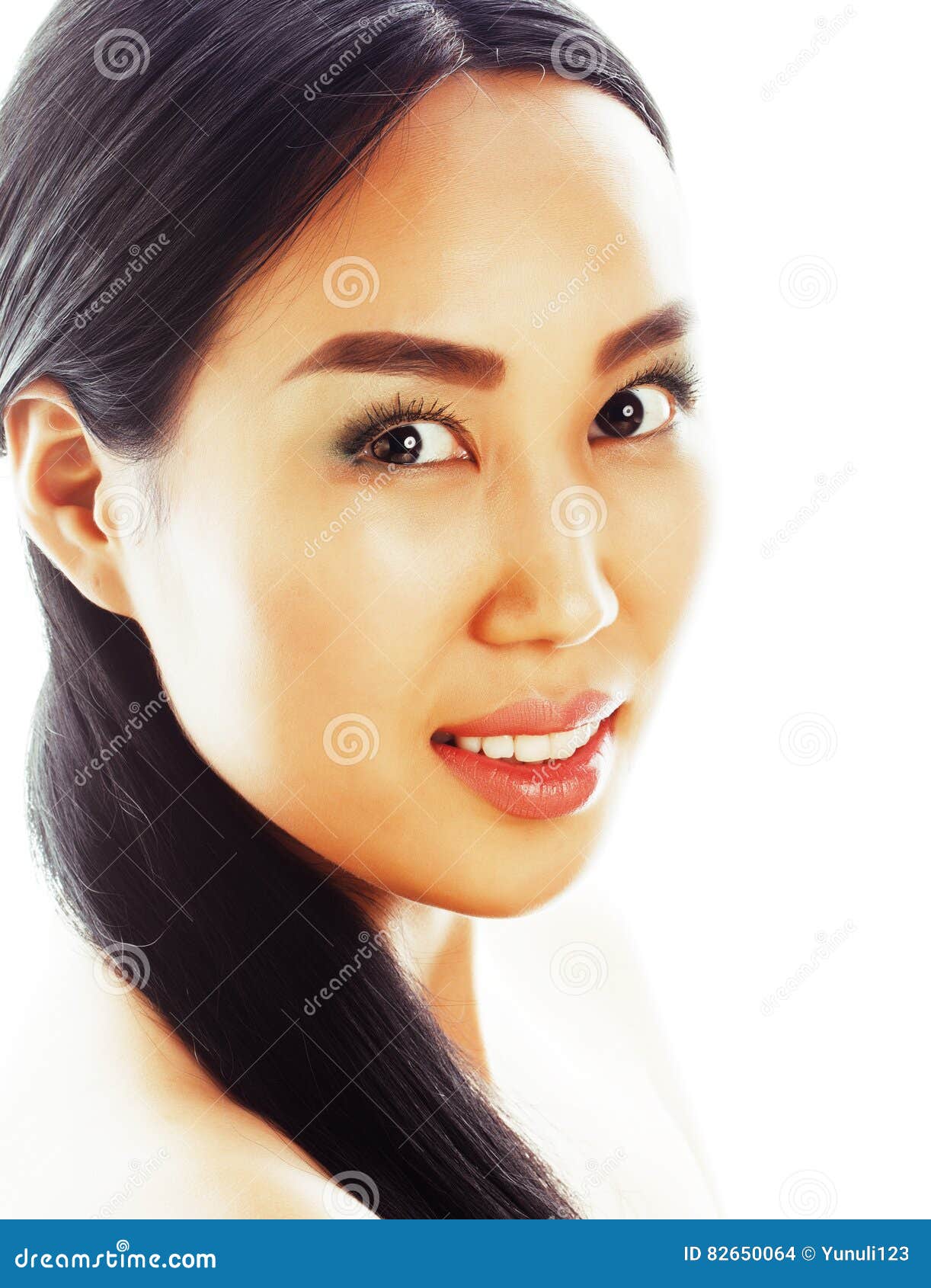 Asian Woman Beauty Face Closeup Portrait Beautiful Attractive Mixed Race Chinese Asian