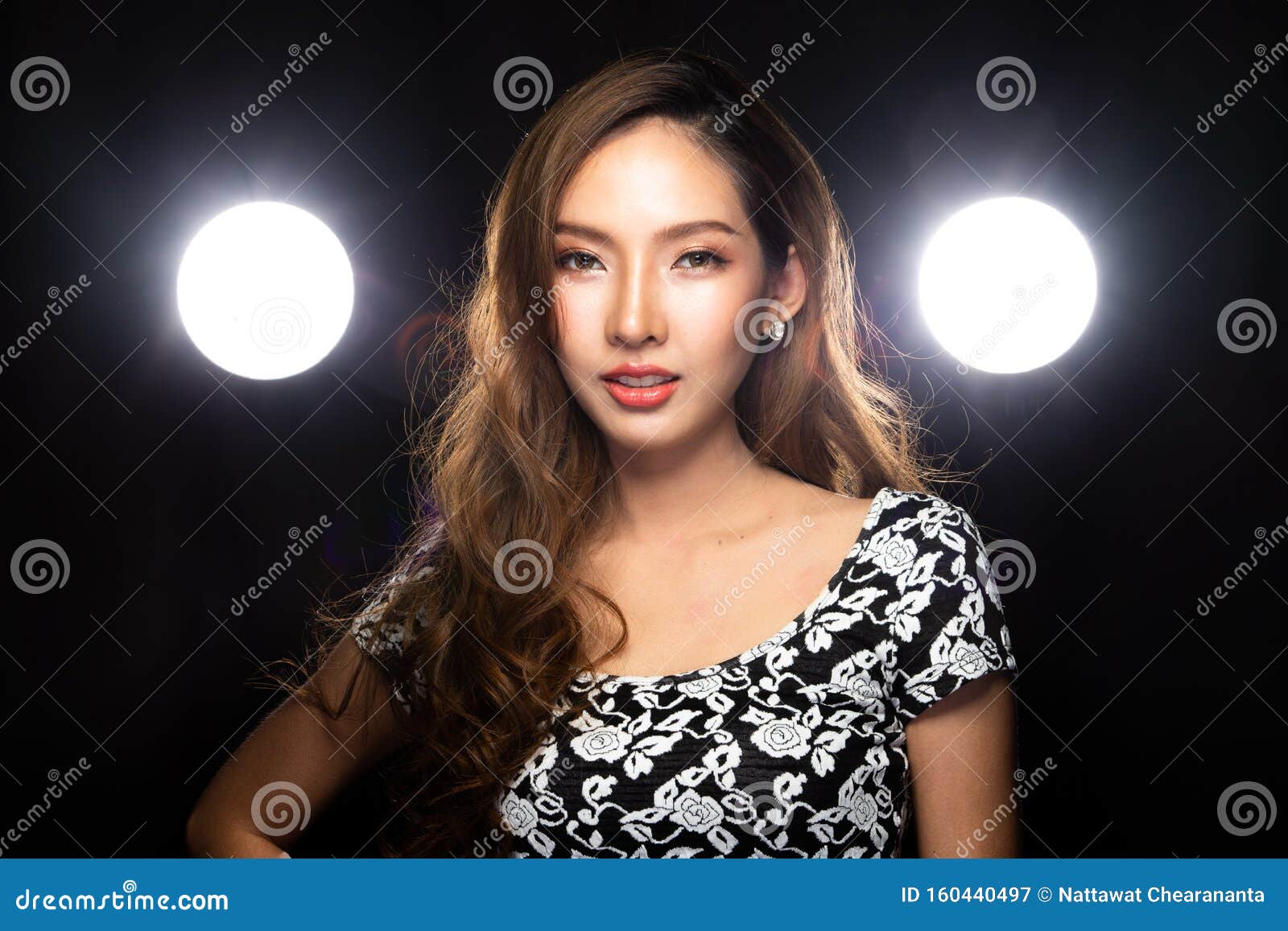 Asian Woman Curl Blonde Hair Style Throwing Flying Stock Image Image Of Fire Korean