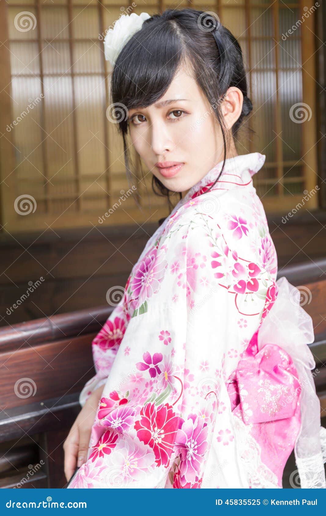 Asian Woman in Kimono Holding Umbrella Stock Image - Image of geisha ...