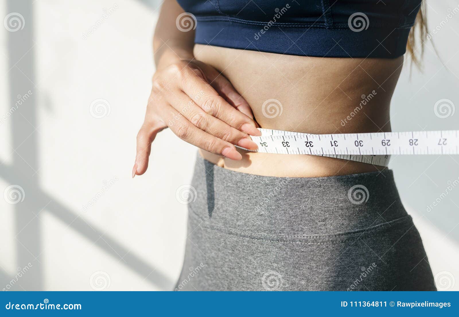 Measuring waist with tape Royalty Free Vector Image