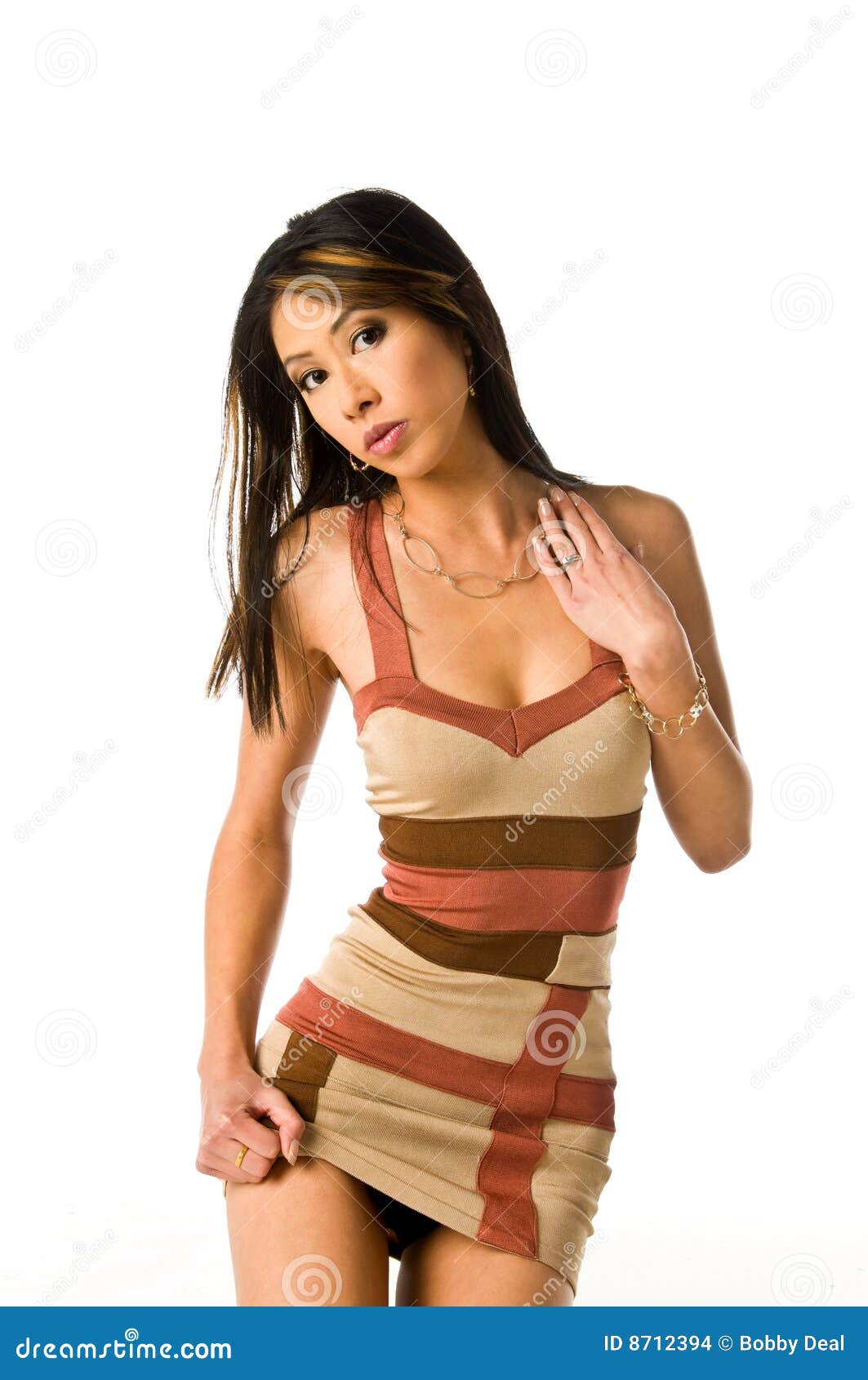Asian Woman in Mini Dress stock photo picture