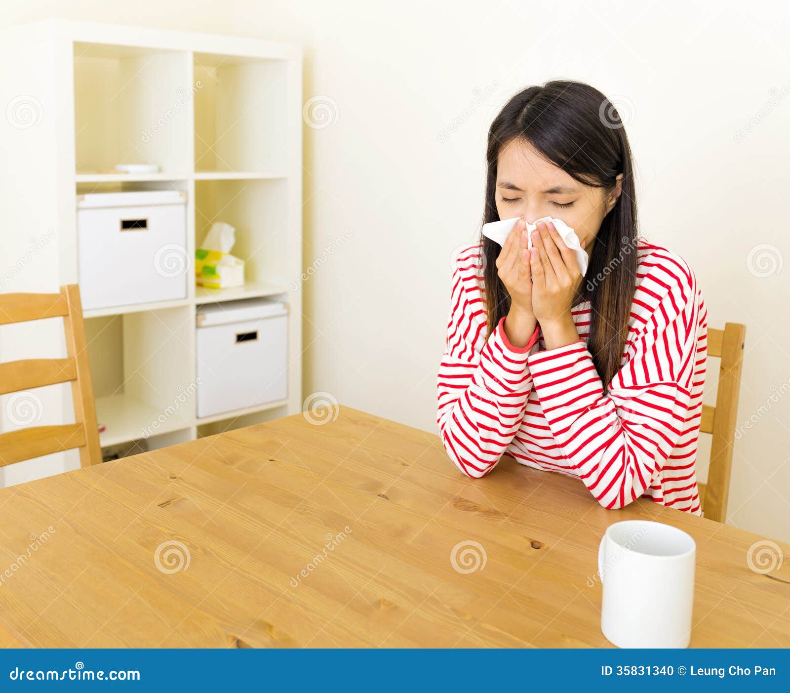 Asian Woman with Nose Allergy Stock Photo - Image of human, single