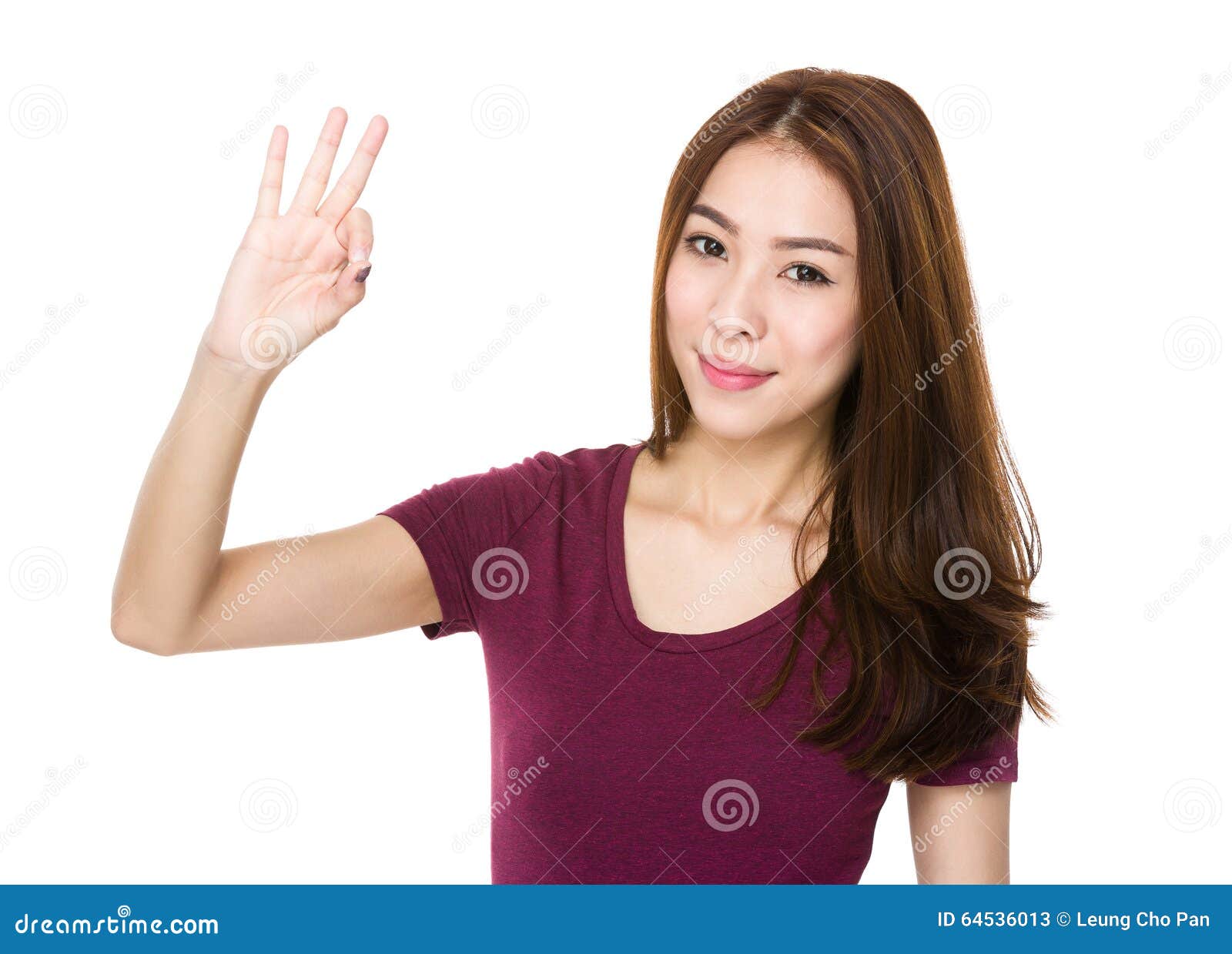 Asian Woman with Ok Sign Gesture Stock Image - Image of casual, mature ...