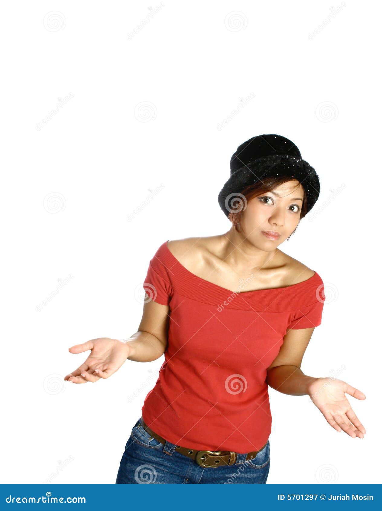 Asian Woman Shrug Her Shoulder Stock Image Image of life, hands 5701297