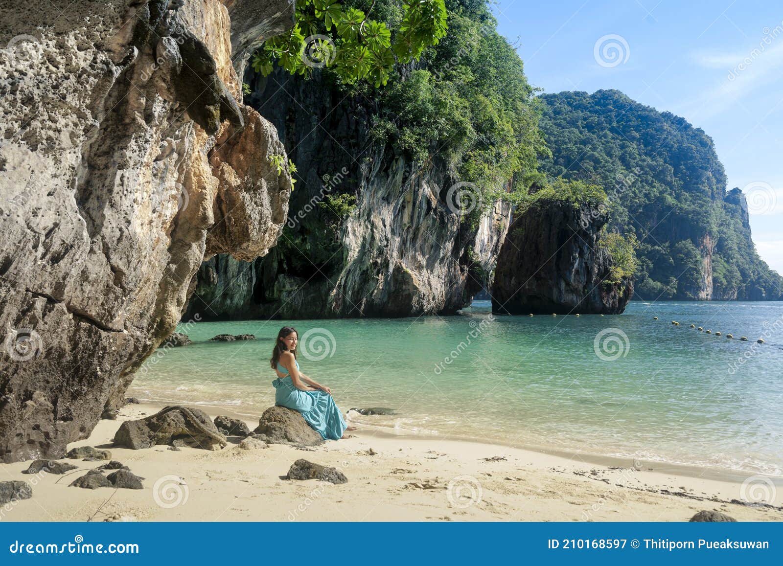 Woman Sit on Beach at Lao Lading Island Stock Image - Image of nature ...