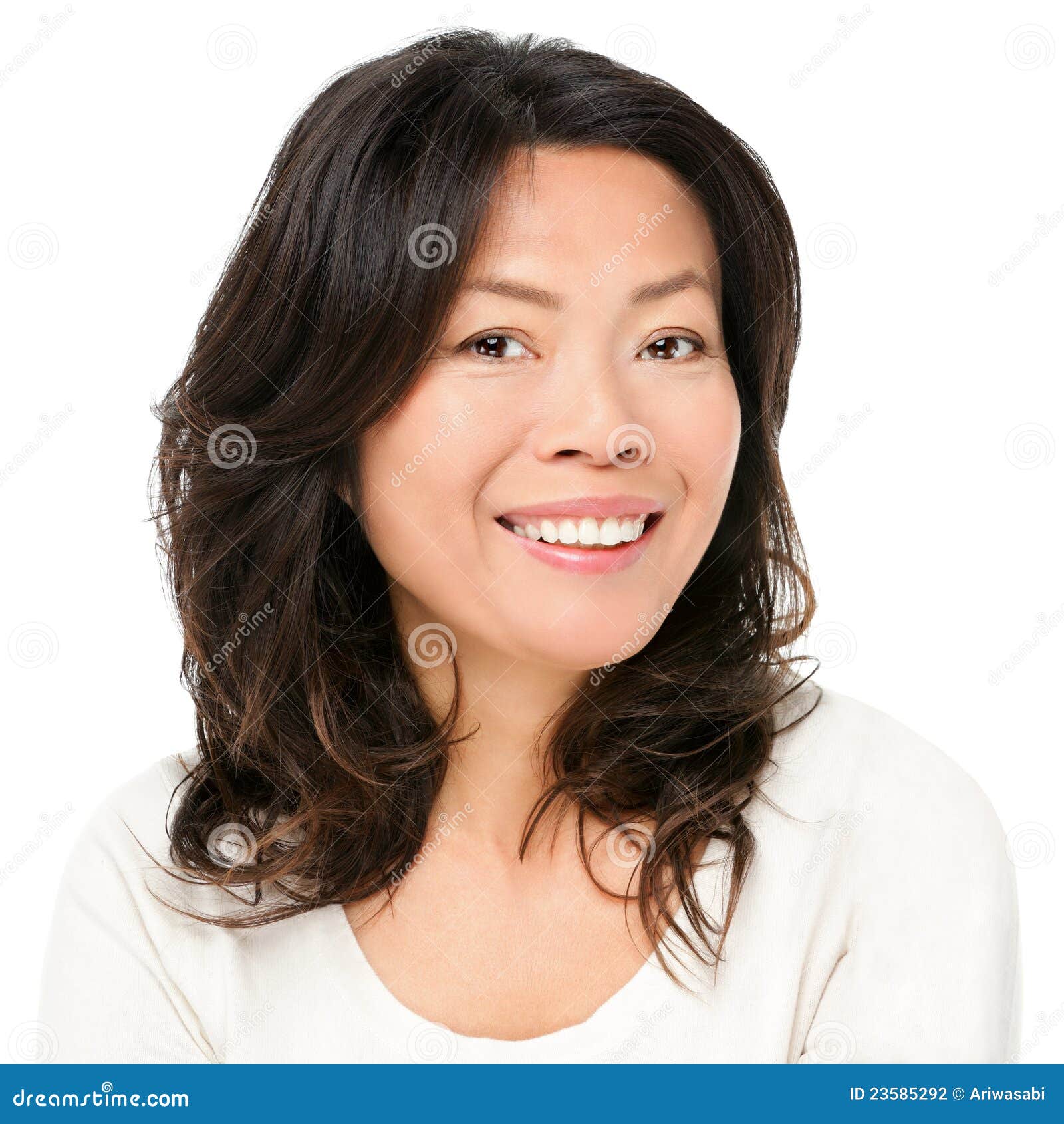 Asian Woman Smiling Happy Stock Photo Image Of Hairstyle 23585292