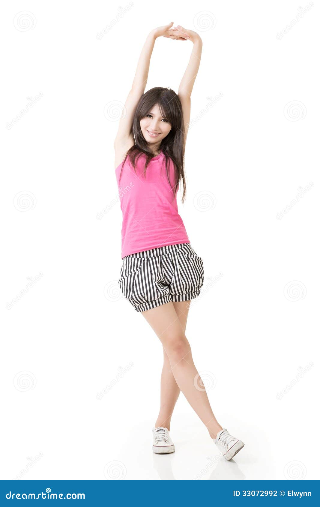 Asian Woman Stretch Arms and Feel Free Stock Photo - Image of female ...
