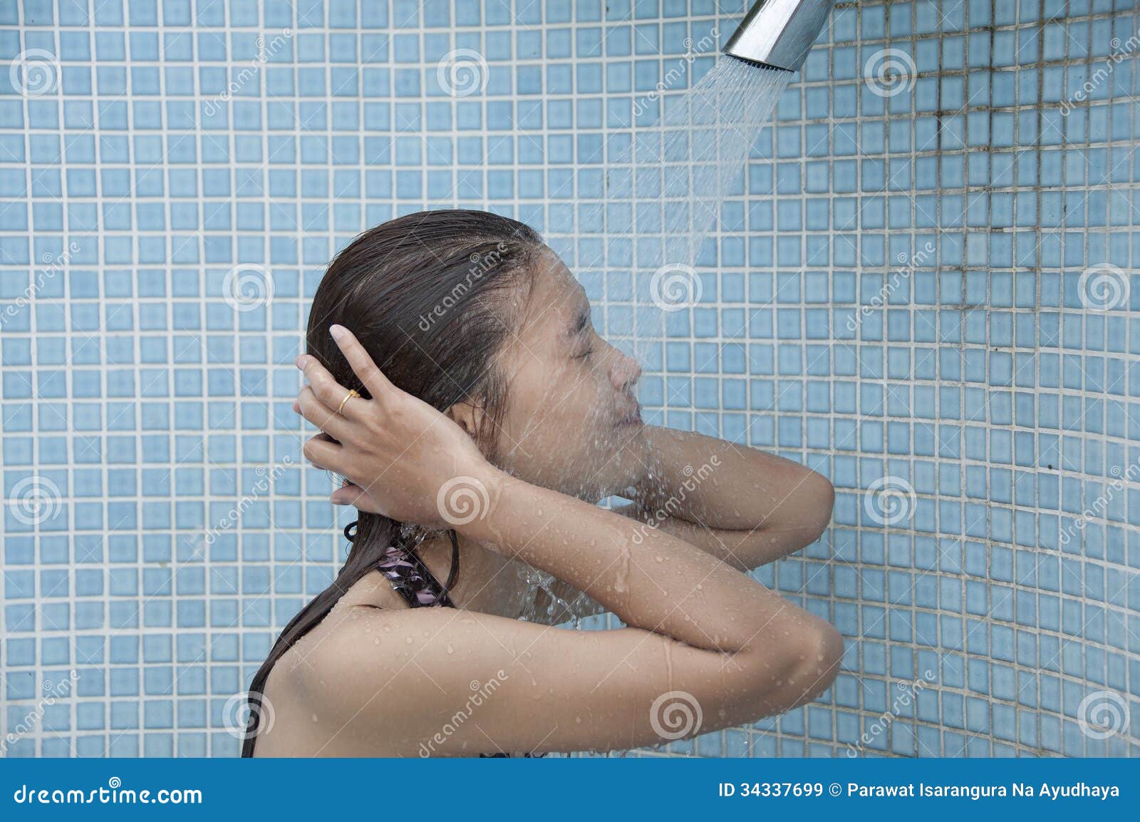 Asian Woman Take A Shower Stock Image Image Of Care 34337699