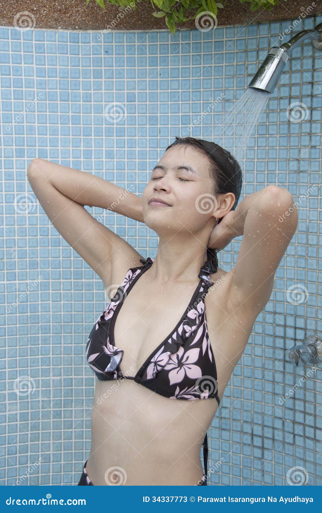 Asian Woman Take A Shower Stock Image Image Of Showering 34337773