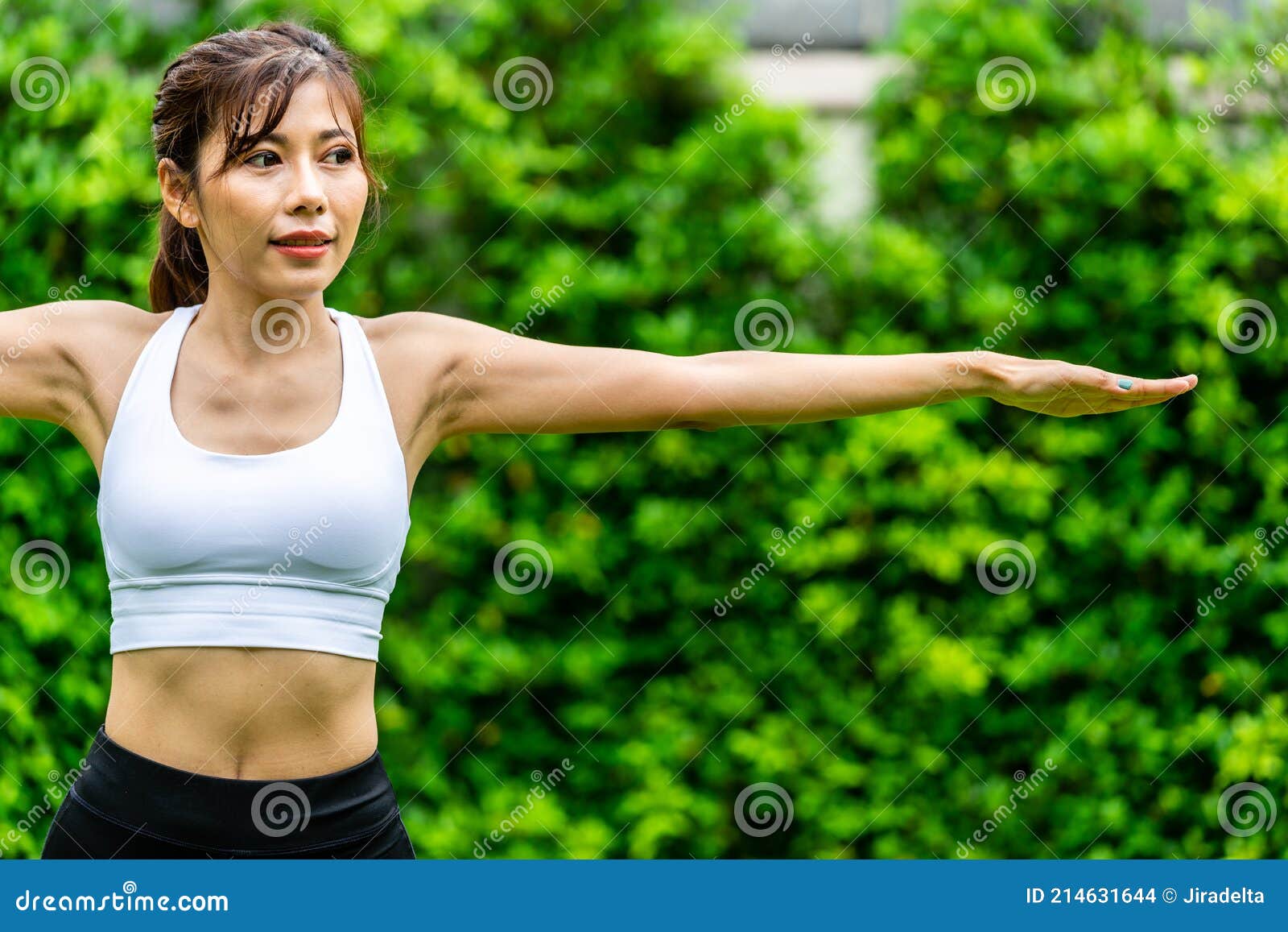 Asian Woman Wearing Tight Exercise Clothes are Doing Exercises Stock ...