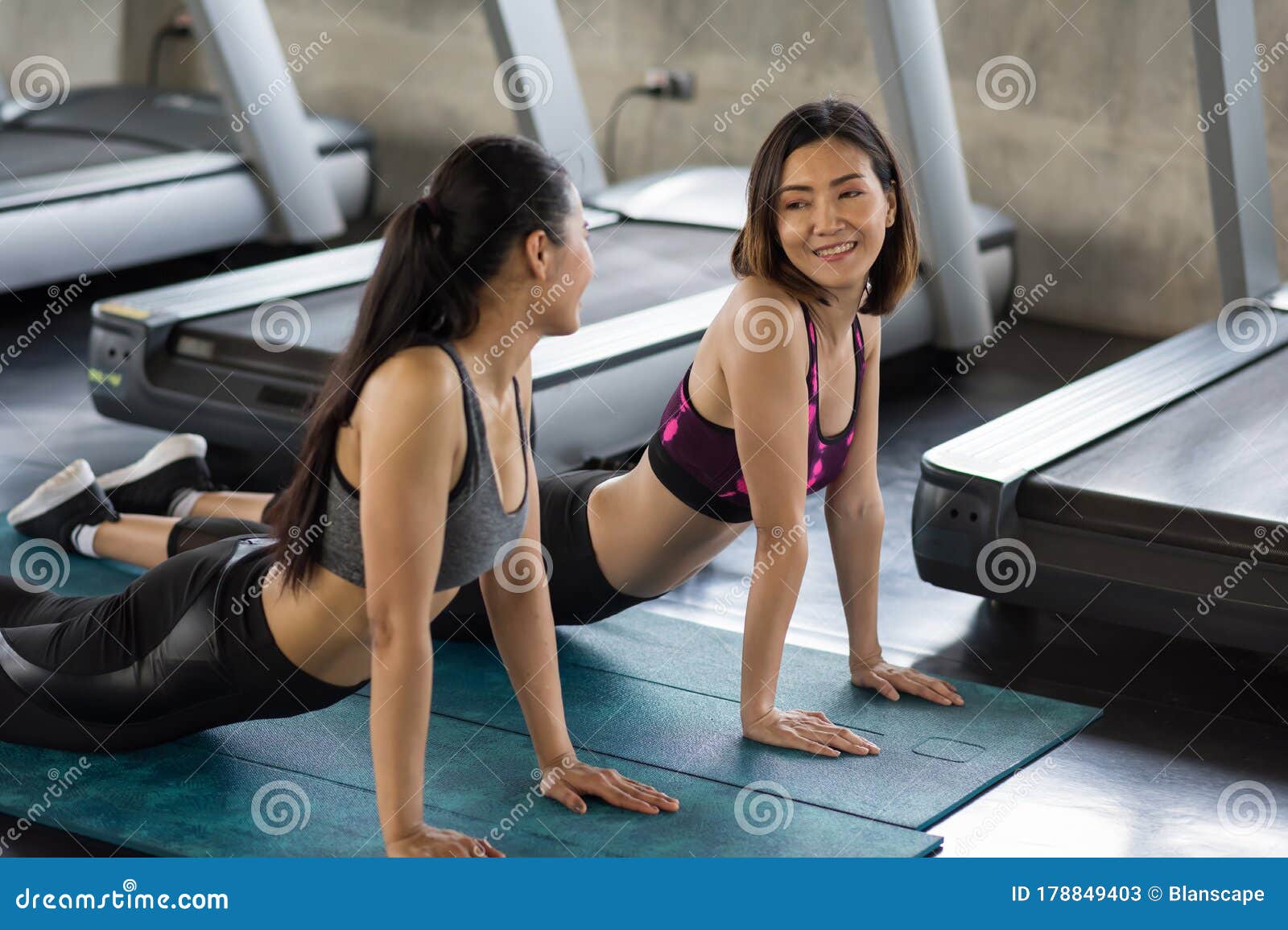 Fitness lesbians having fun in the gym