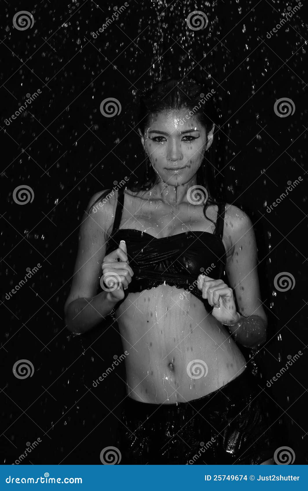 Asian Women Under the Water Stock Photo Image of caucasian, raindrop