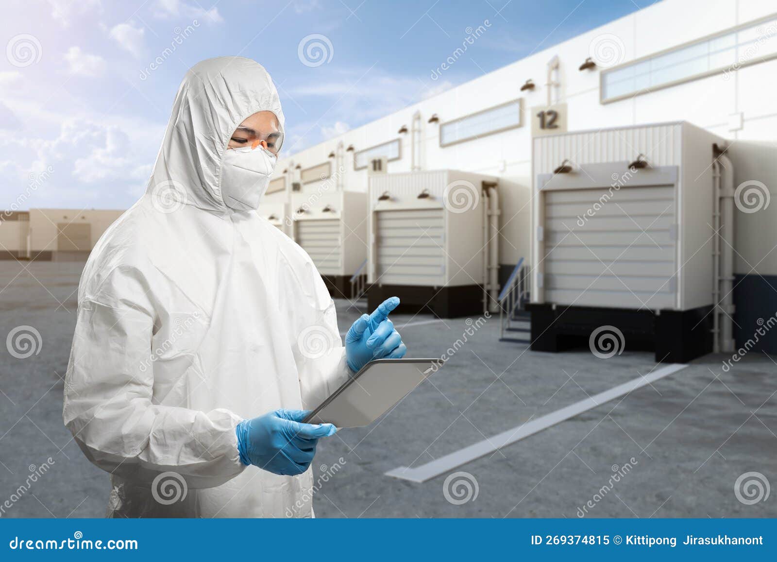 Asian Worker or Engineer Wear Protective Coverall Suit Work at Warehouse Stock Image Image of