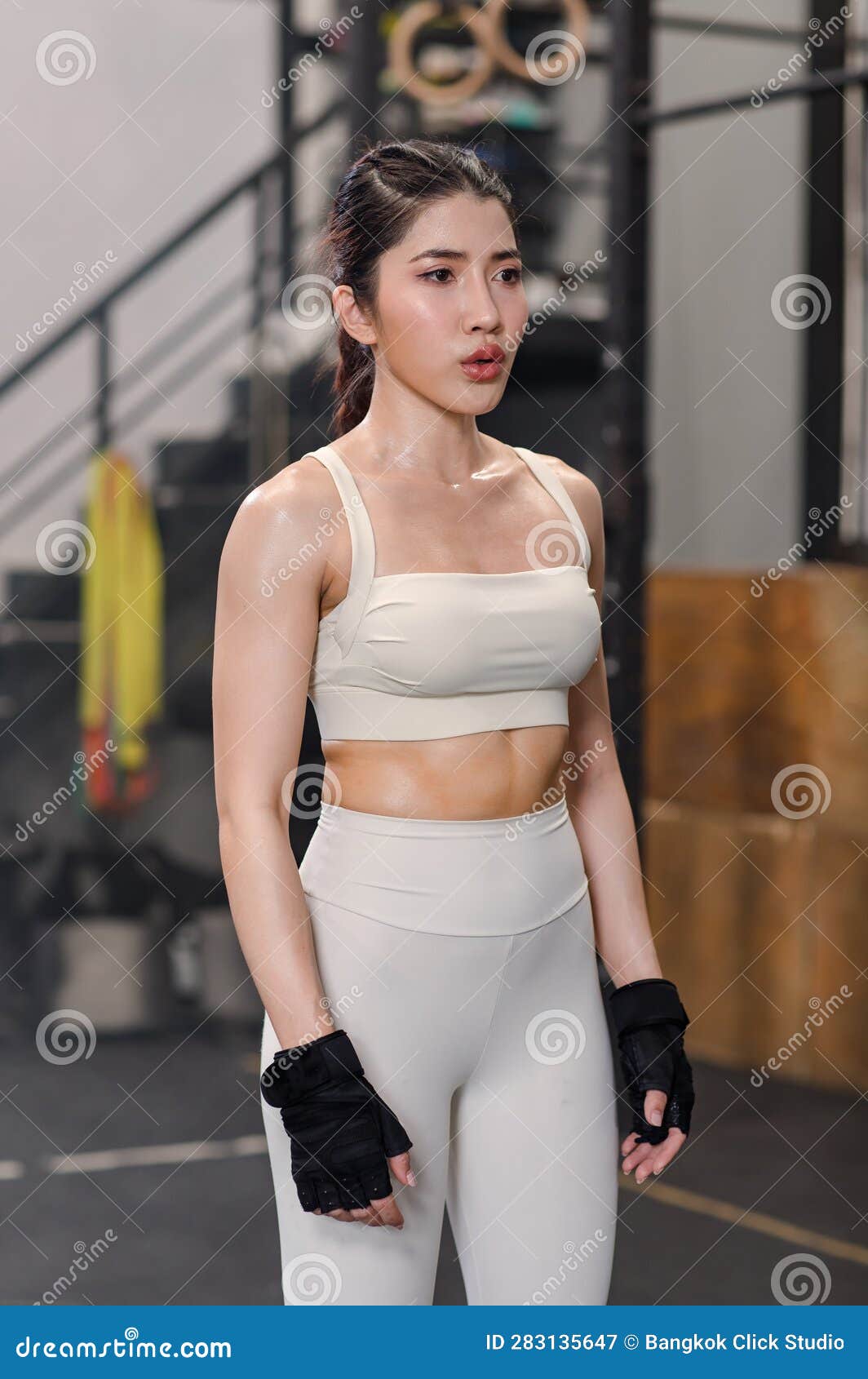 Asian Young Muscular Fit Strong Body Sporty Athletic Female