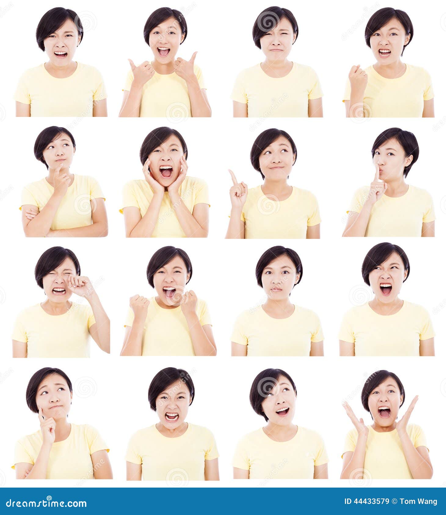 Asian Young Woman Making Different Facial Expressions Stock Image ...