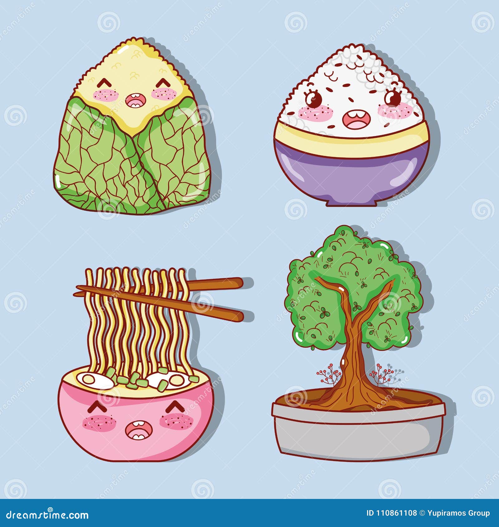 Asiatisches Lebensmittel Nette Kawaii Karikatur Vektor Abbildung Illustration Von Karikatur Frisch 110861108