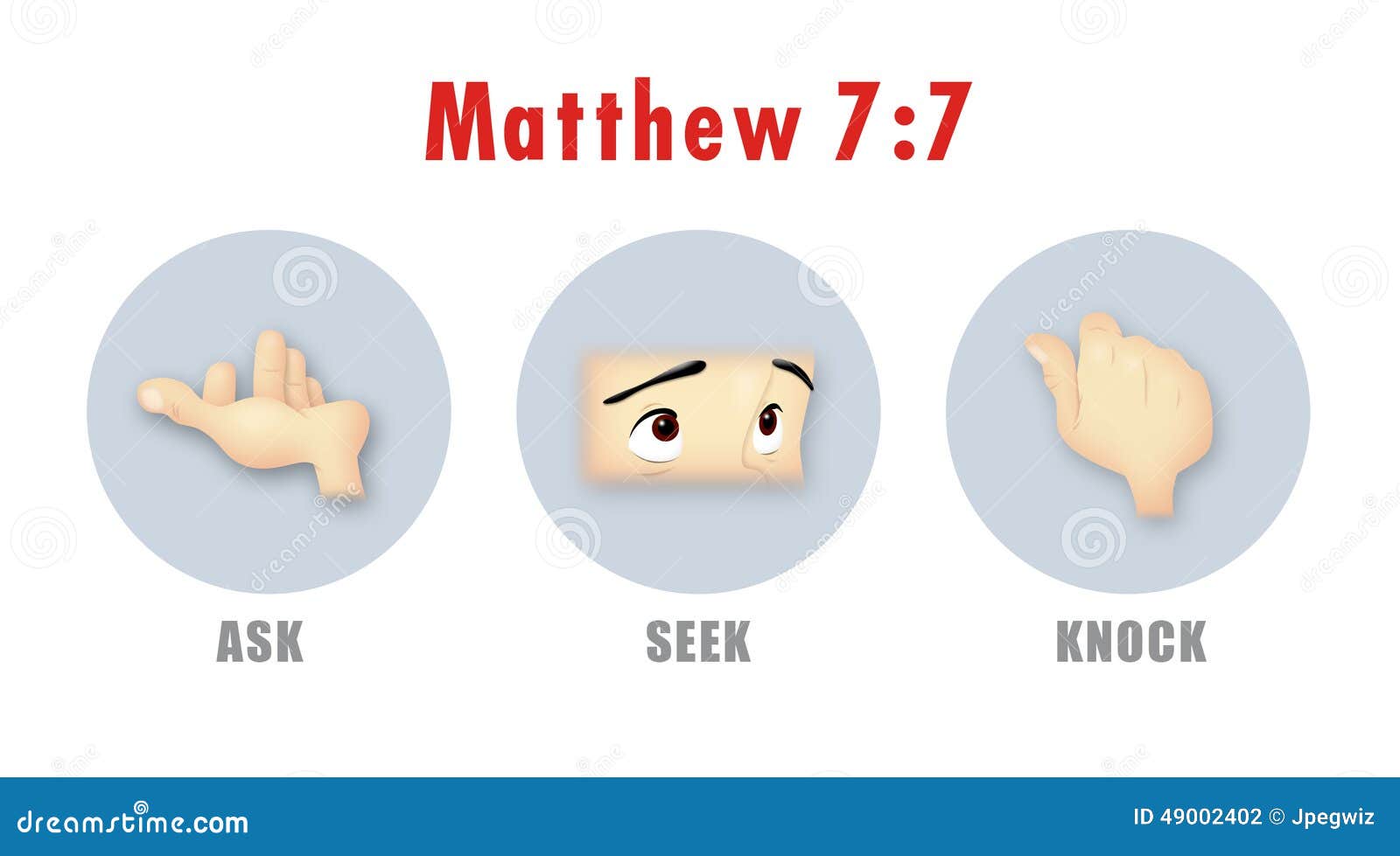 Ask, Seek, Knock stock illustration. Image of letters 